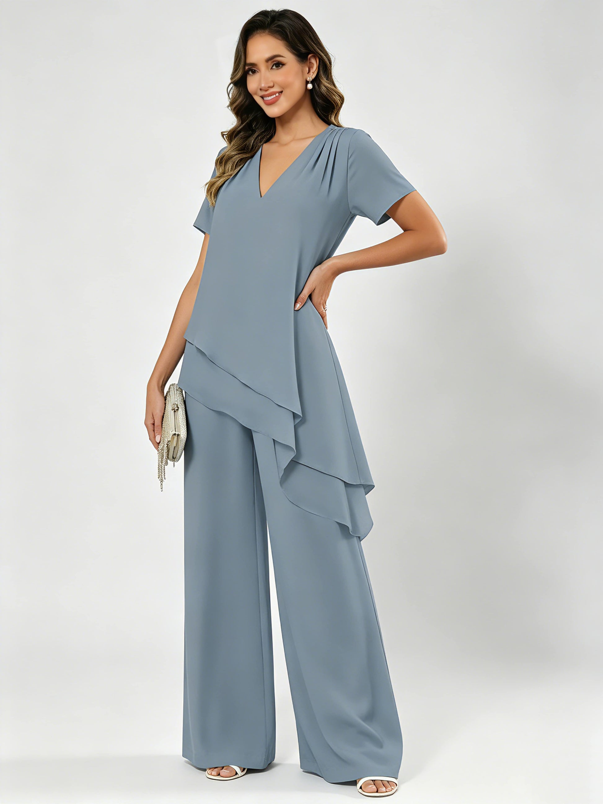 Chiffon 2 Pieces Dressy Mother of The Birde Pant Suits