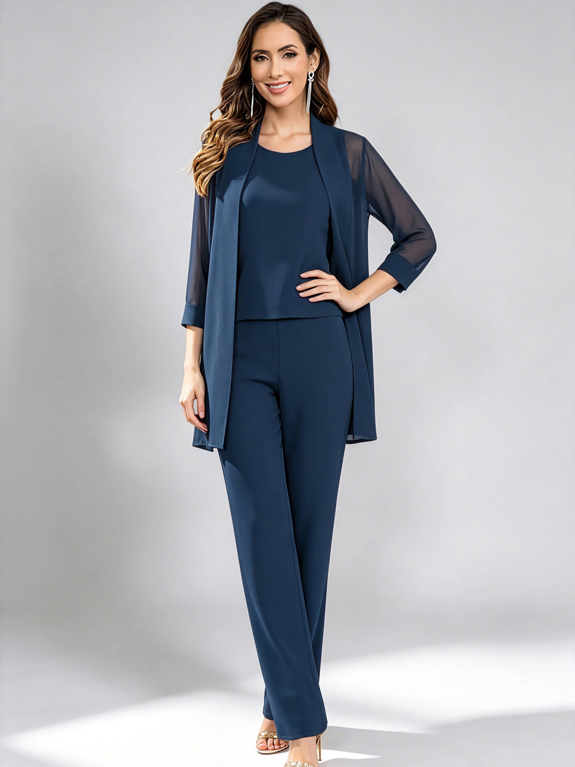 3 Pieces Mother of The Bride Pantsuits Formal Dressy Outfit