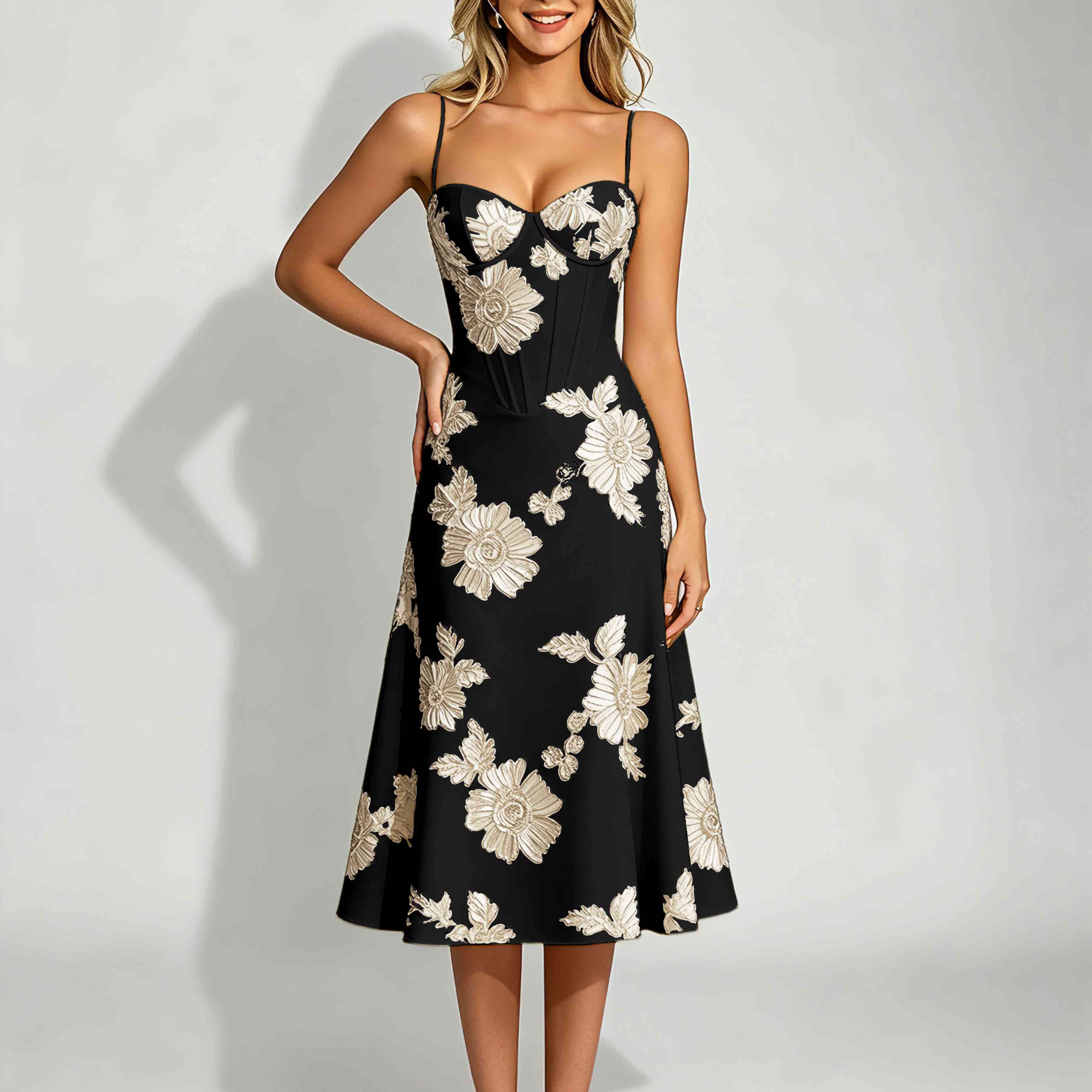 Embroidery Prom Dresses for Women Spaghetti Straps Formal Dress