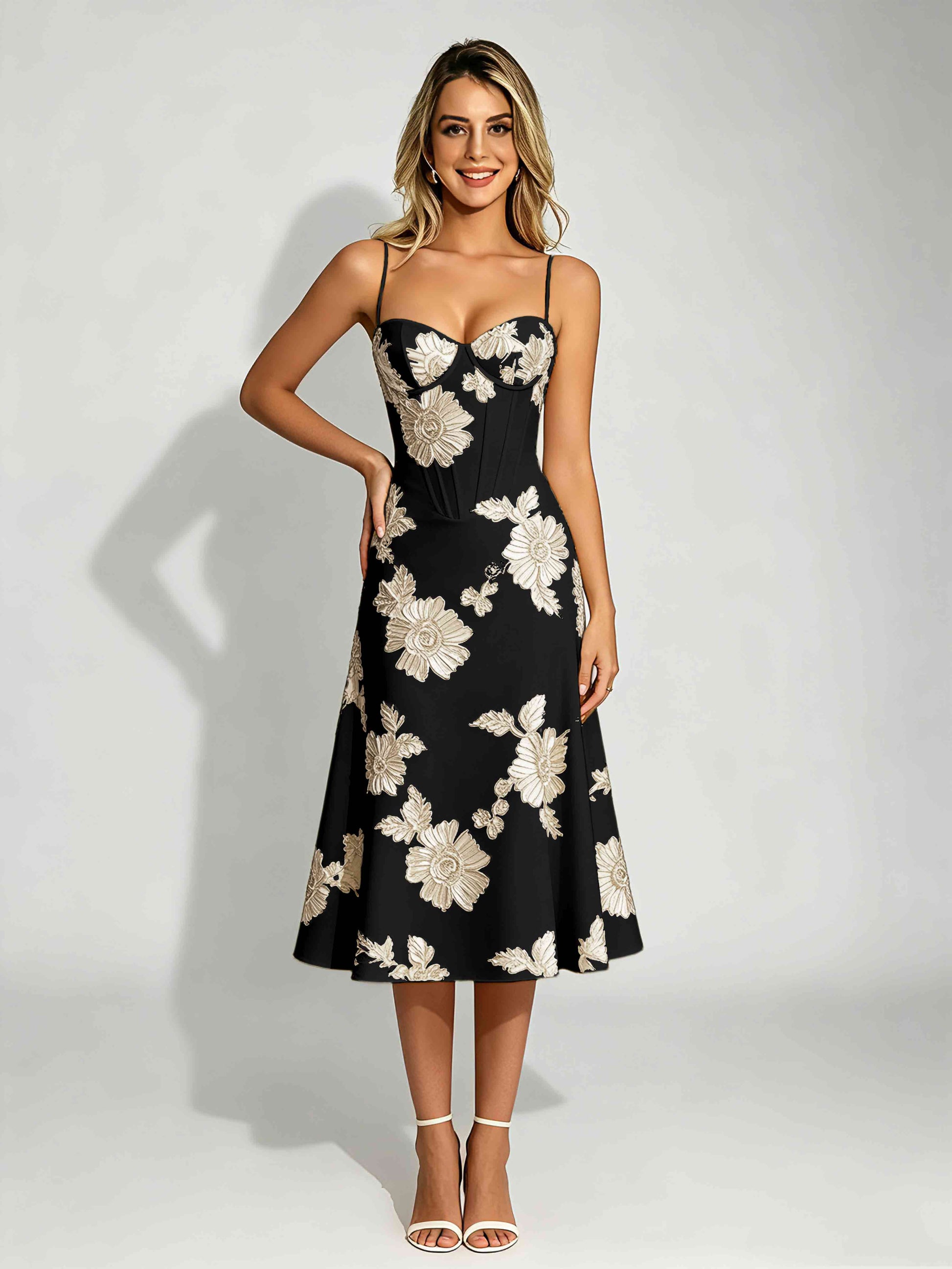 Embroidery Prom Dresses for Women Spaghetti Straps Formal Dress