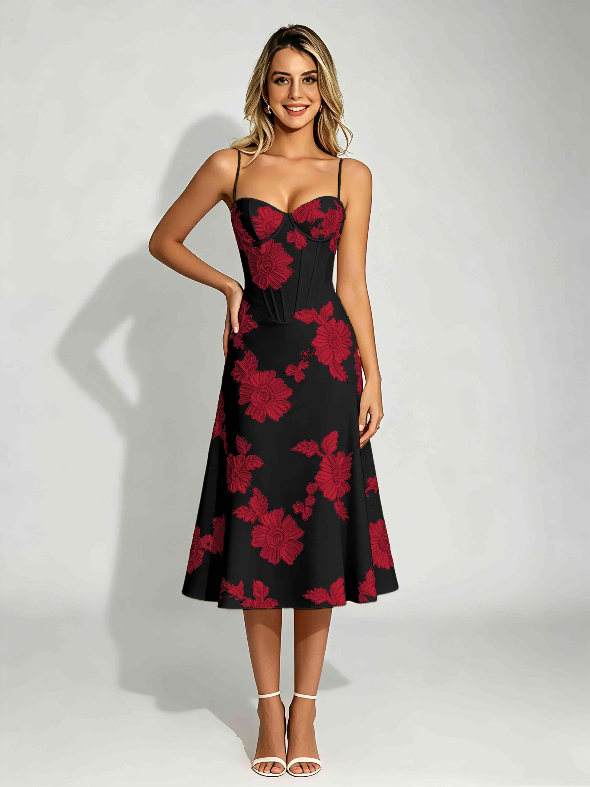Embroidery Prom Dresses for Women Spaghetti Straps Formal Dress