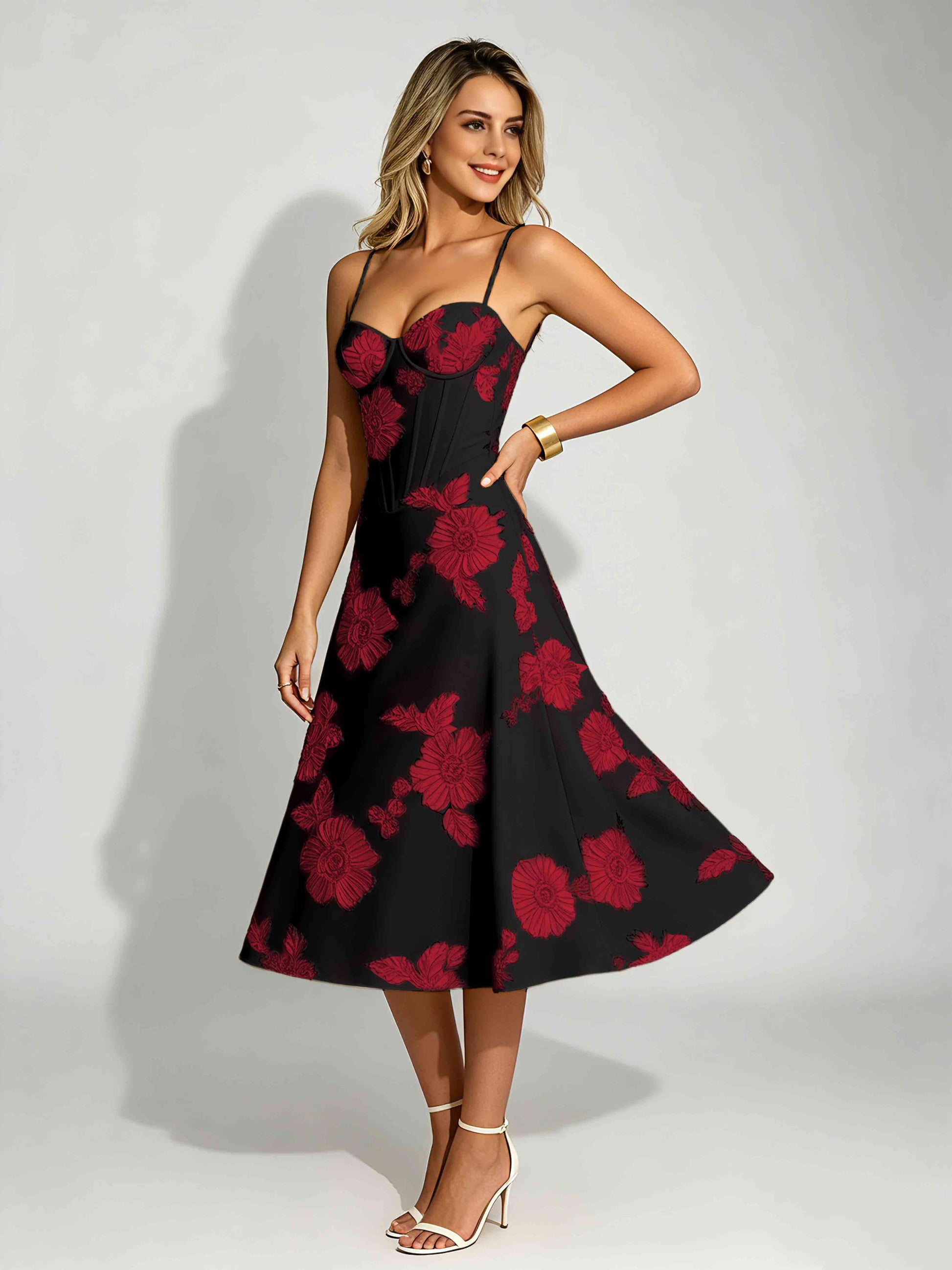 Embroidery Prom Dresses for Women Spaghetti Straps Formal Dress