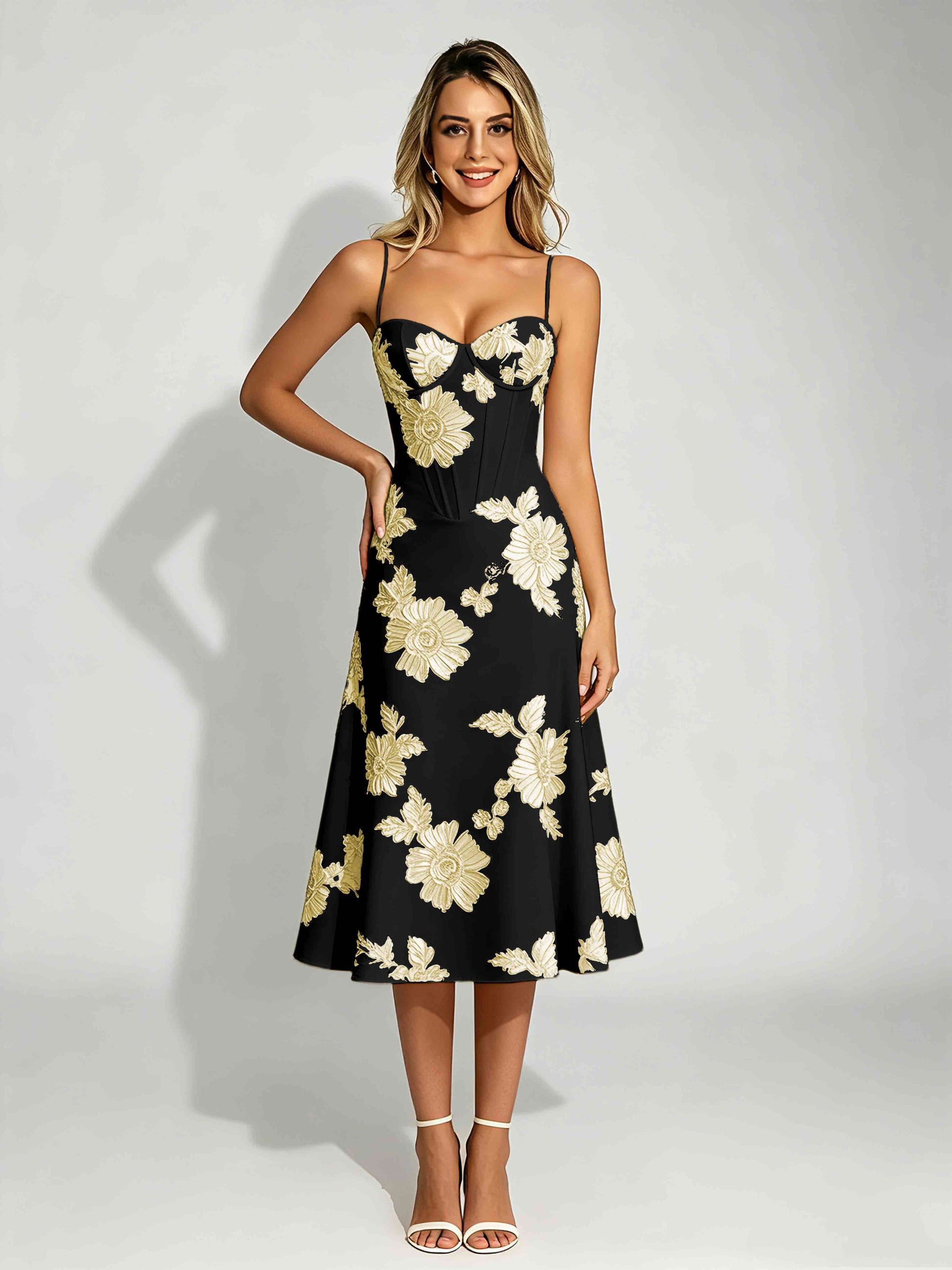 Embroidery Prom Dresses for Women Spaghetti Straps Formal Dress