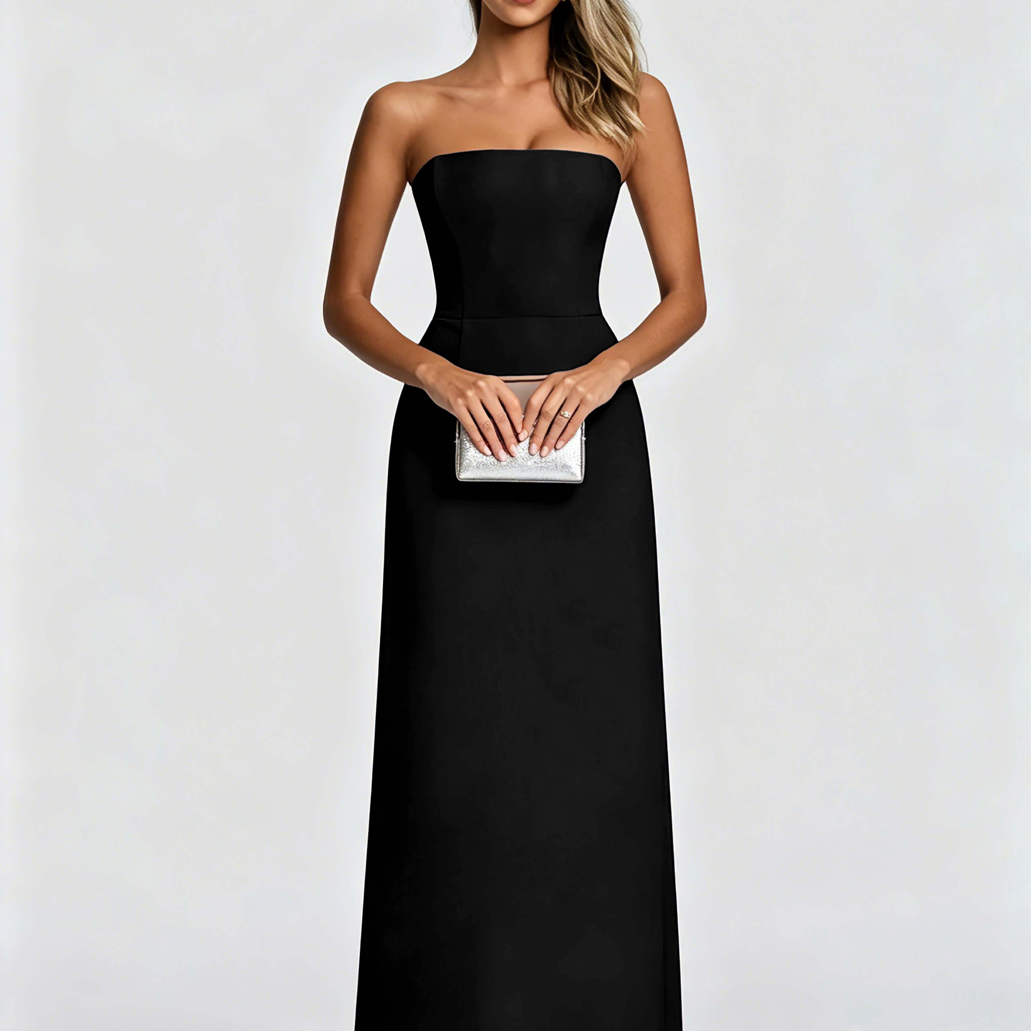 Satin Prom Dresses for Teens Strapless Formal Evening Gown