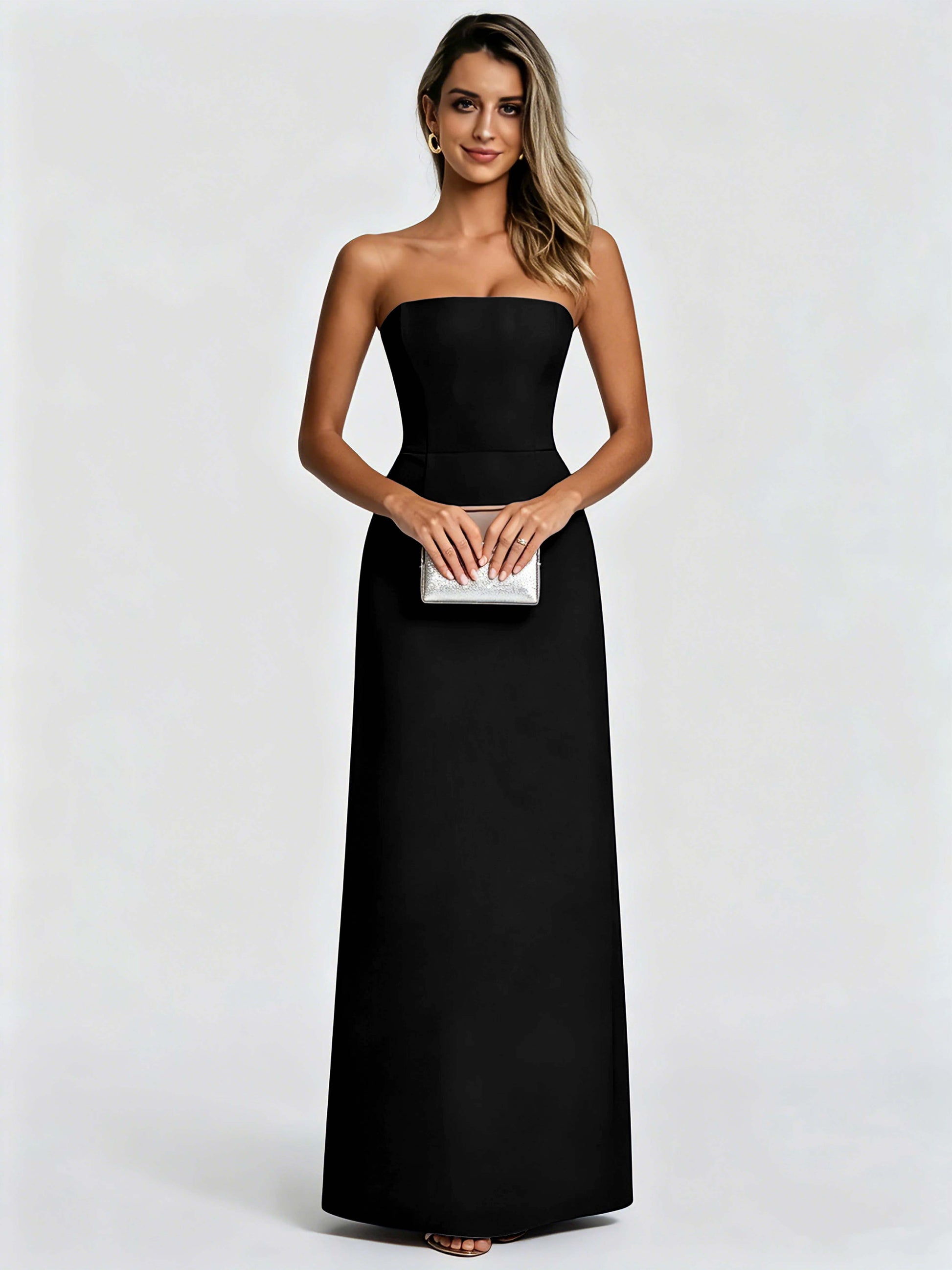Satin Prom Dresses for Teens Strapless Formal Evening Gown