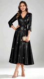 Sequin Sparkly 3/4 Sleeve Dressy Mother of The Bride Dresses