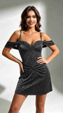 Off The Shoulder Sequin Sparkly Mini Homecoming Dresses