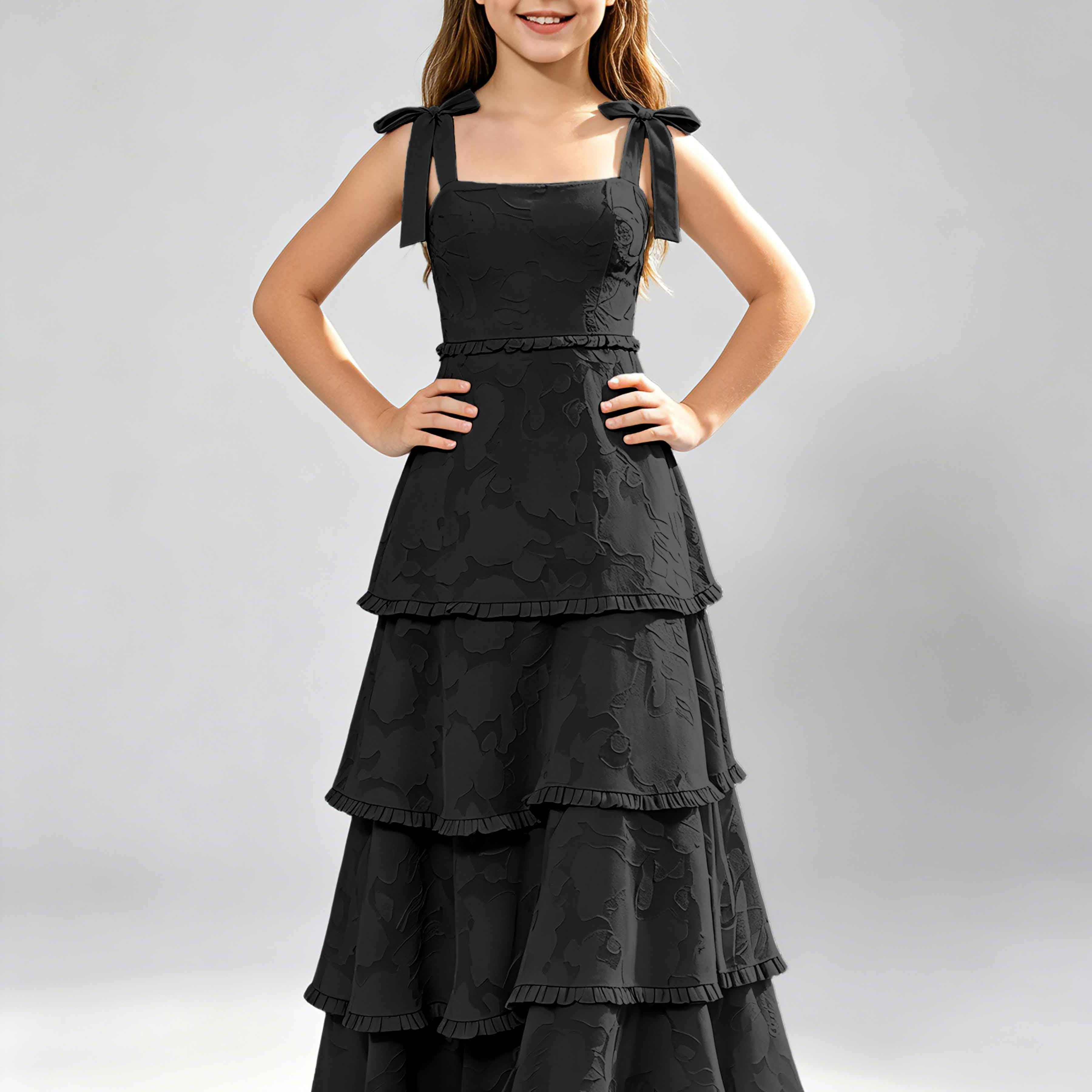 Spaghetti Straps Floral Burnout Chiffon Junior Bridesmaid Dresses