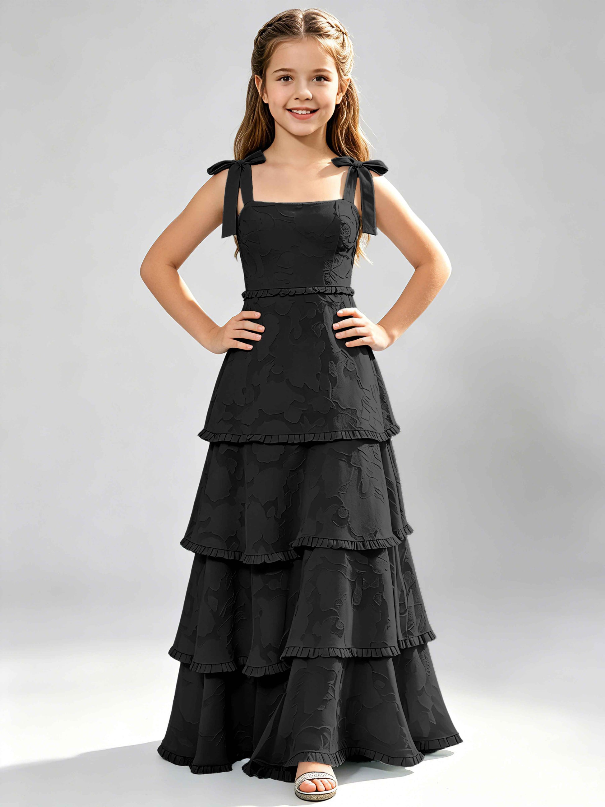 Spaghetti Straps Floral Burnout Chiffon Junior Bridesmaid Dresses