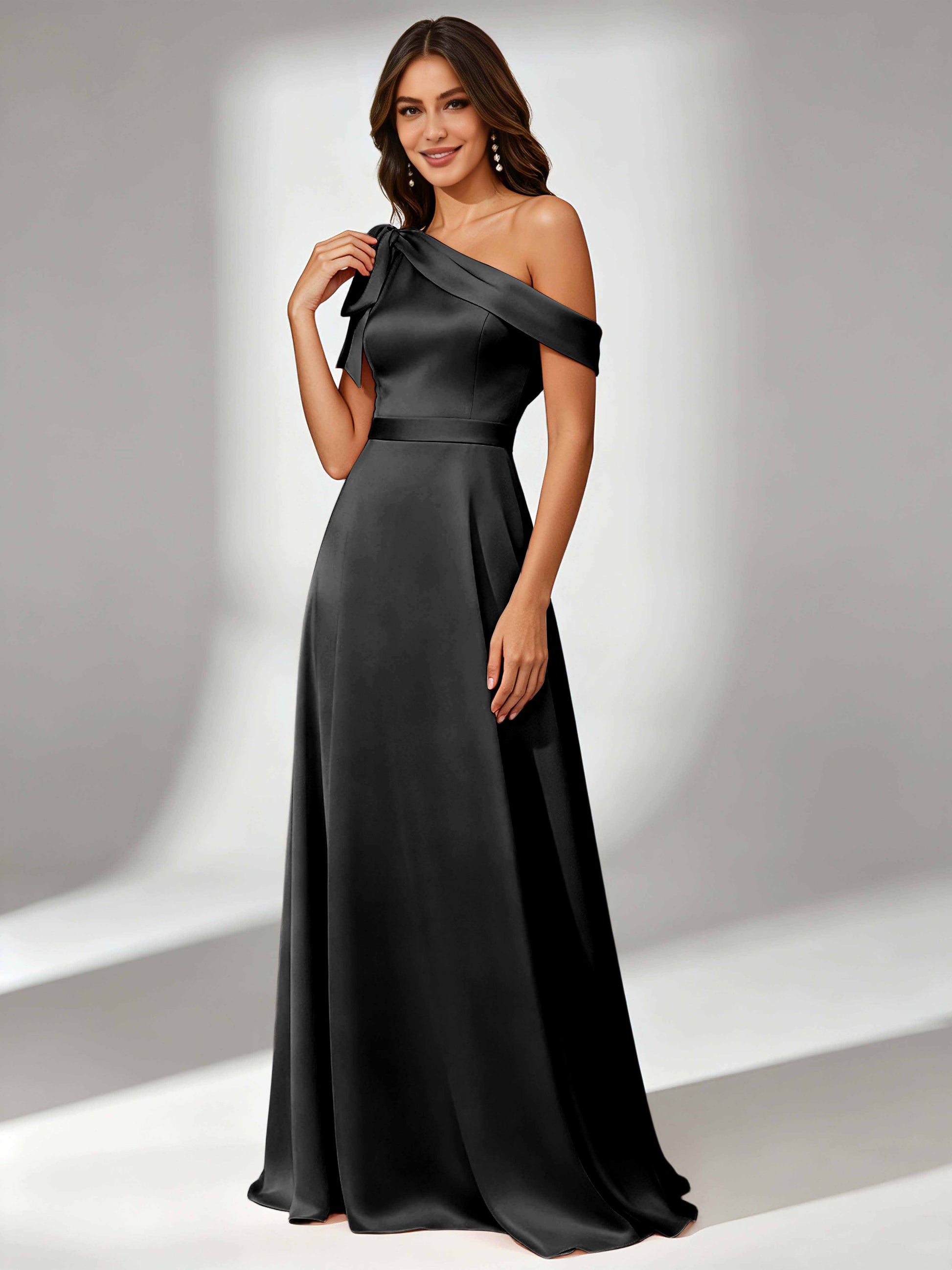 Satin One Shoulder Floor Length Bridesmaid Dresses