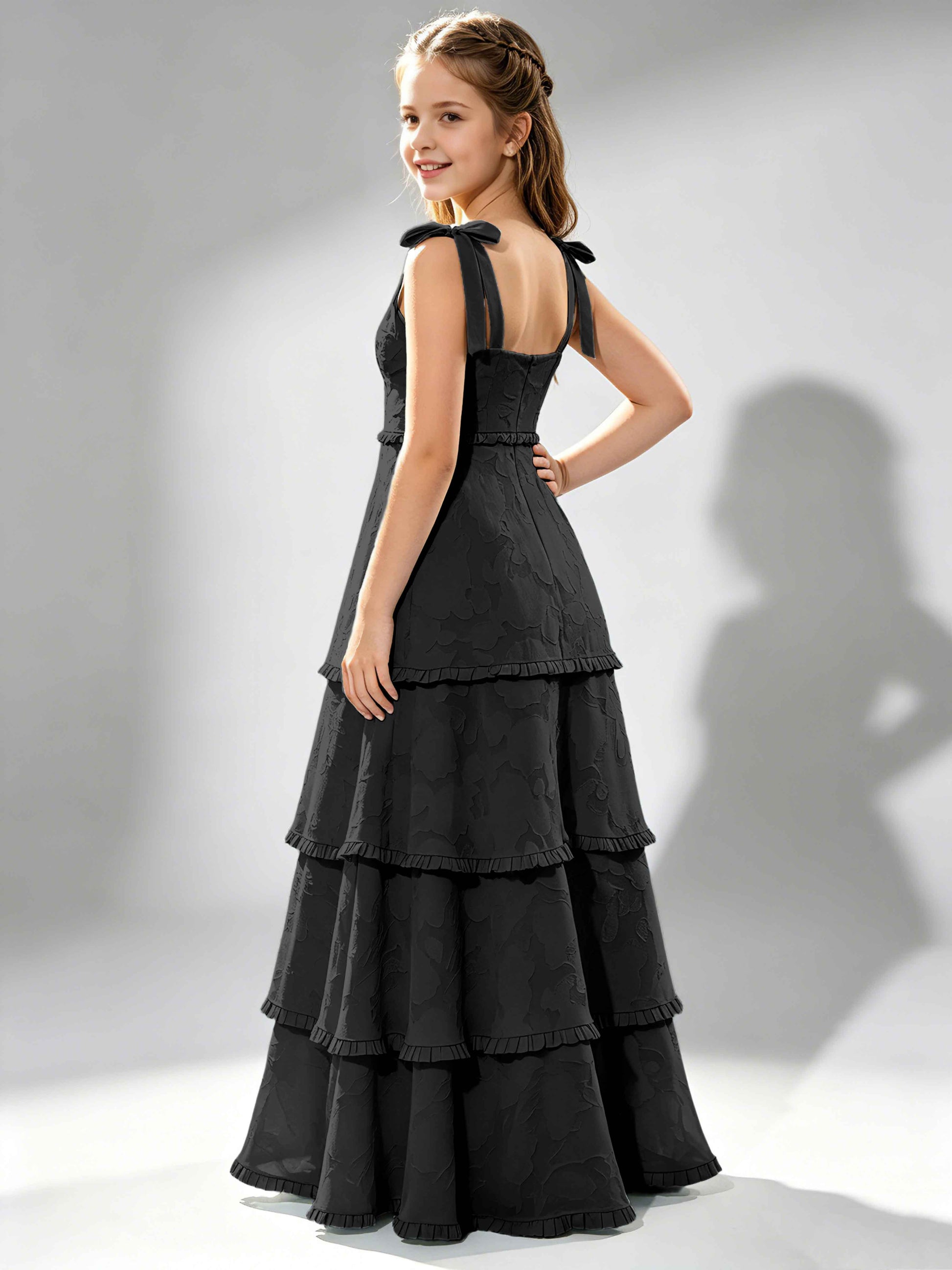 Spaghetti Straps Floral Burnout Chiffon Junior Bridesmaid Dresses