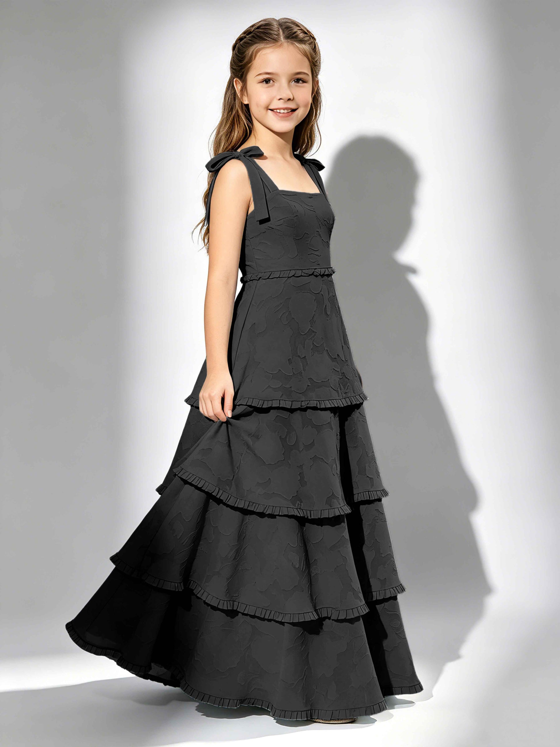 Spaghetti Straps Floral Burnout Chiffon Junior Bridesmaid Dresses