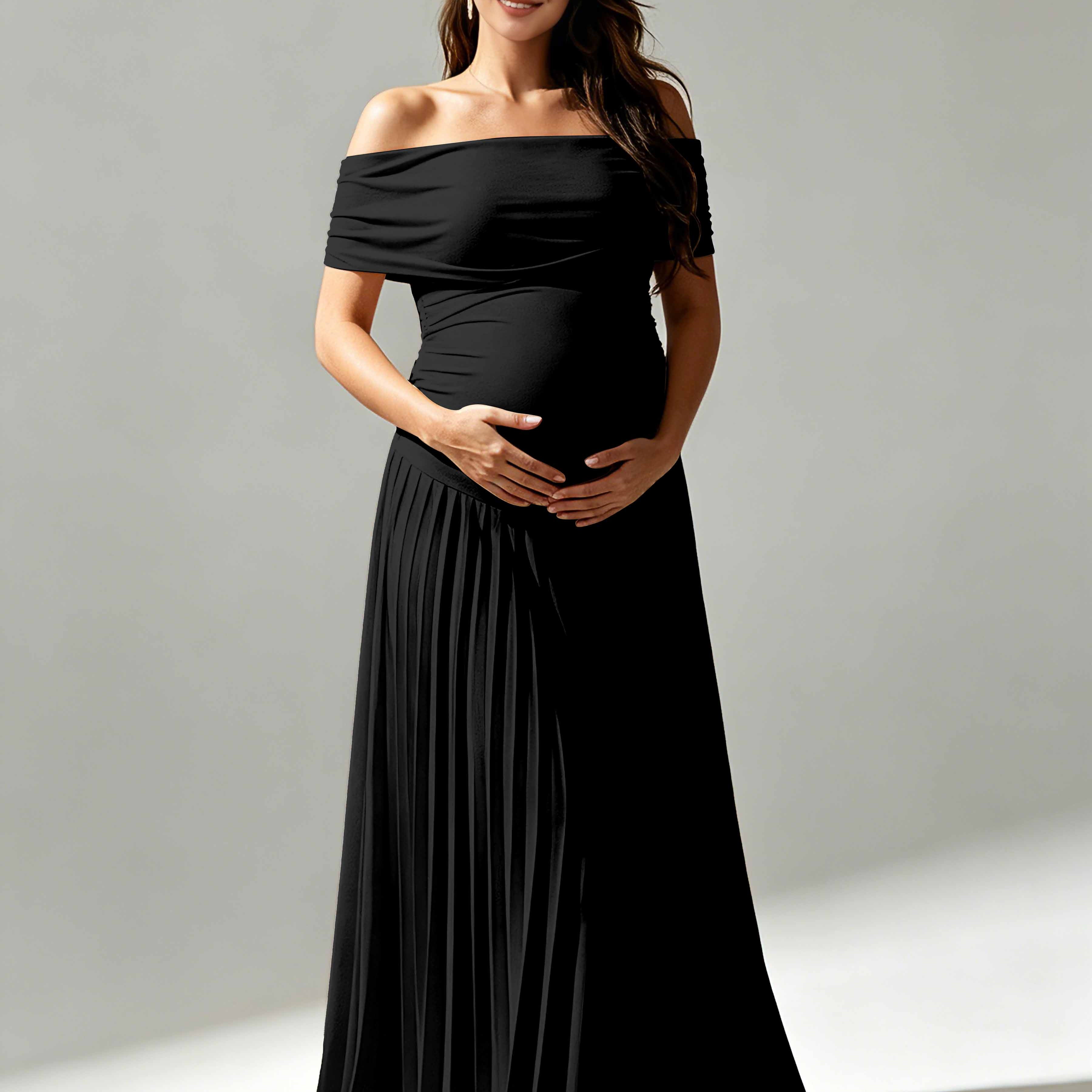Off The Shoulder Spandex Maternity Dresses for Photoshoot
