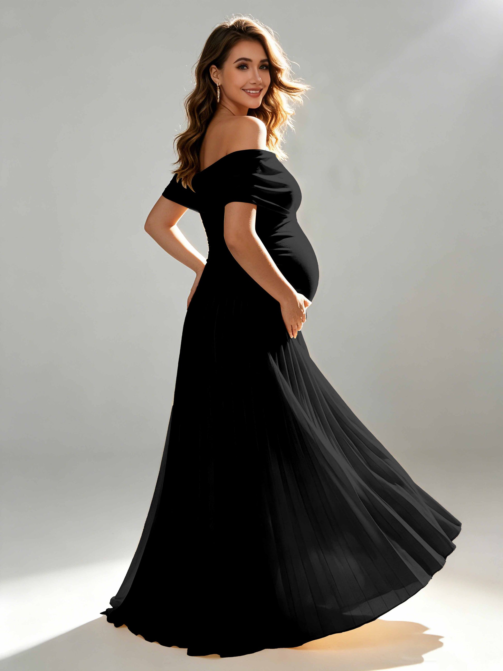 Off The Shoulder Spandex Maternity Dresses for Photoshoot