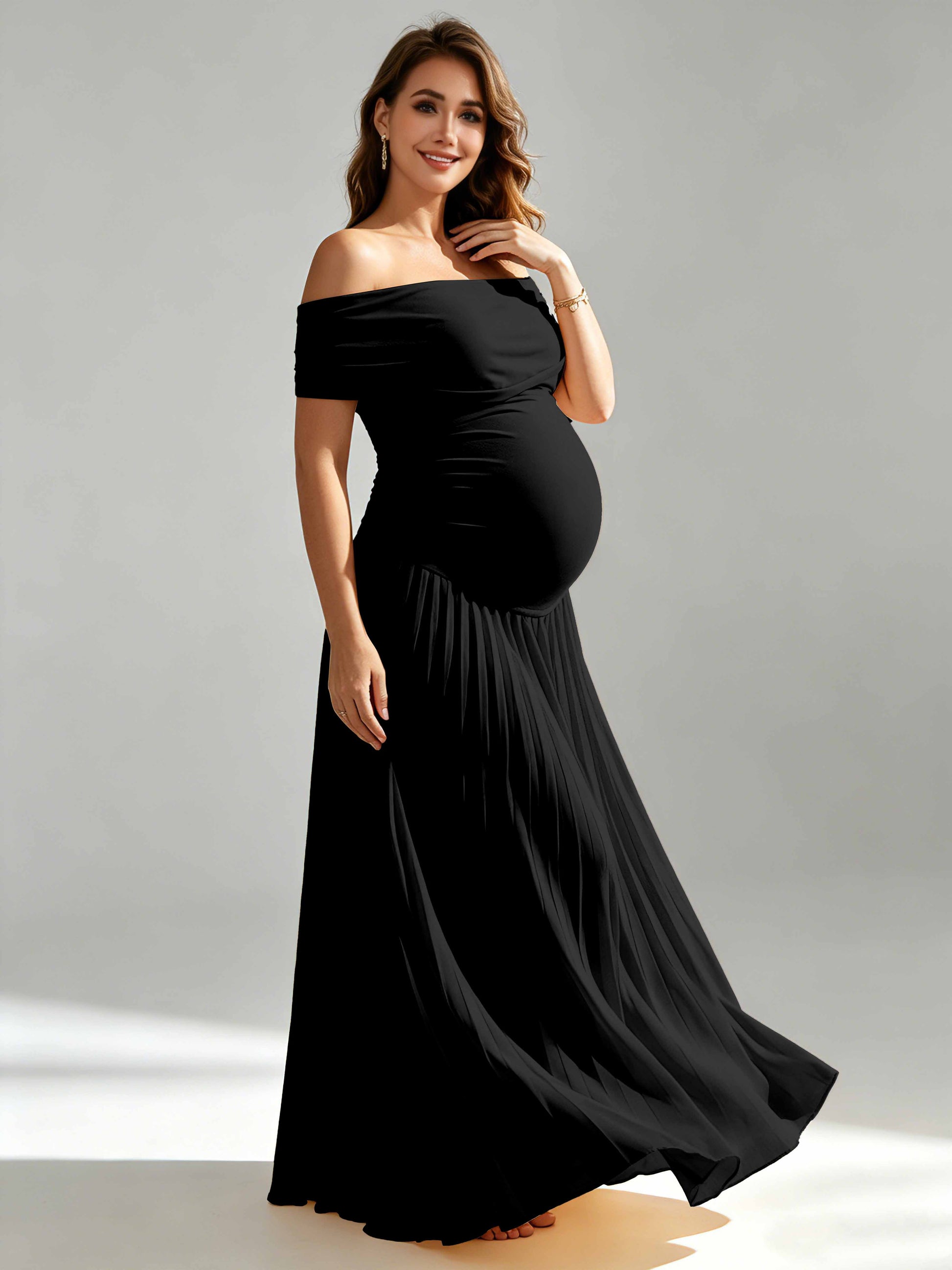 Off The Shoulder Spandex Maternity Dresses for Photoshoot