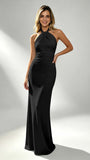 Spandex Tight Halter Backless Wedding Guest Dress Formal Prom Gown