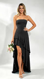 Spandex Tiered Ruffle Prom Dress High Low Homecoming Dresses