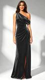 One Shoulder Velvet Bridesmaid Dresses for Women