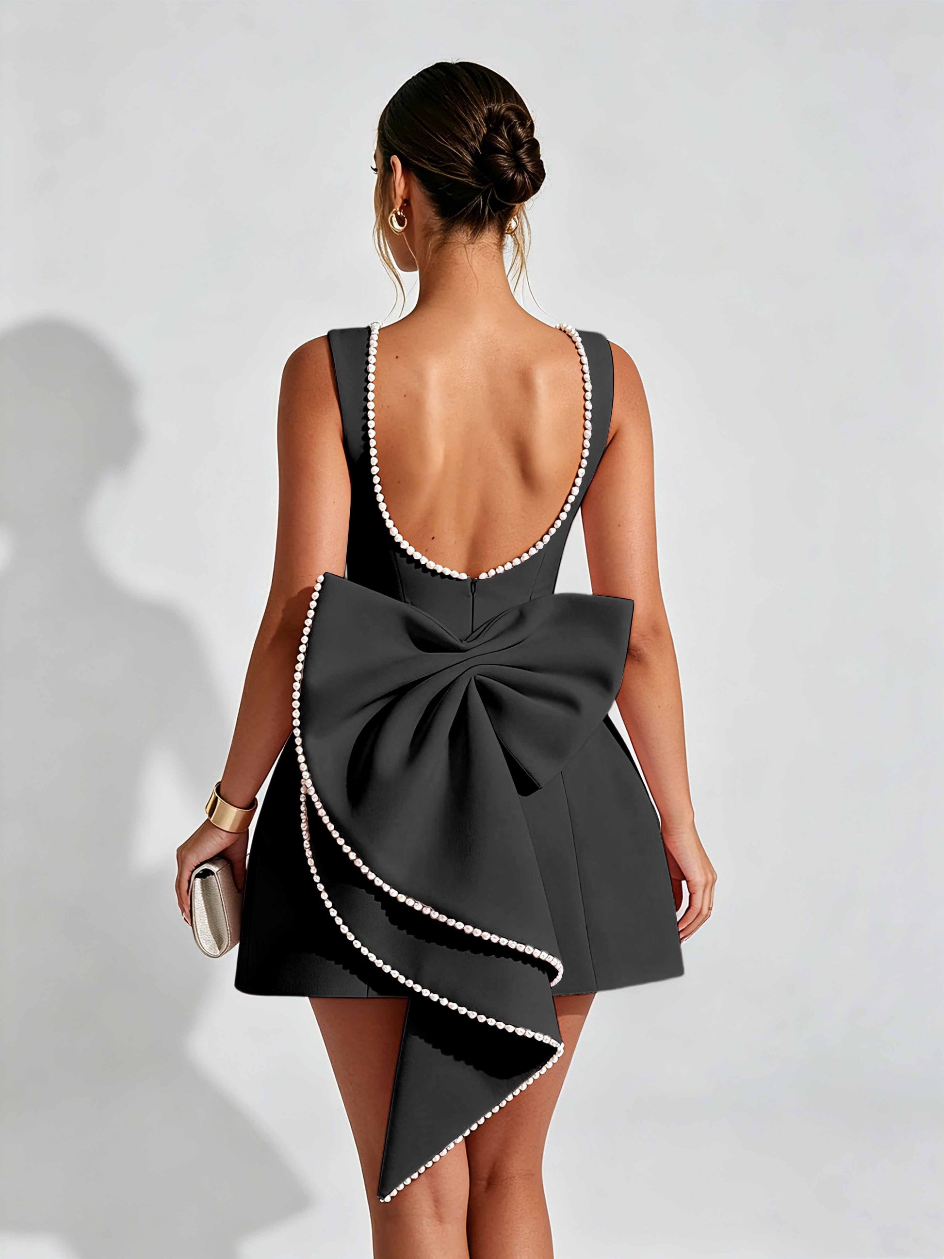 Satin Homecoming Dresses for Teens Short Prom Dress with Bow on Back