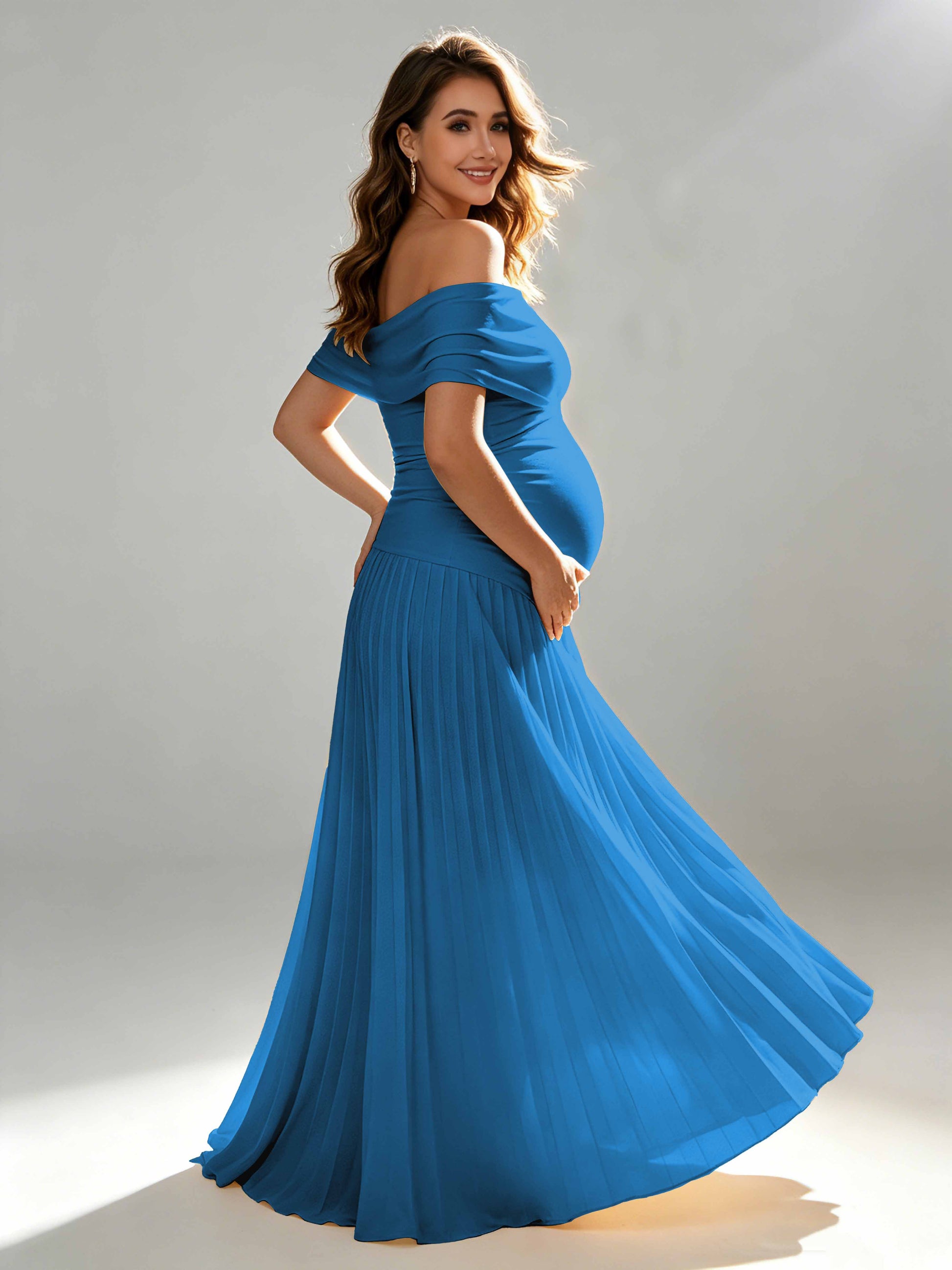 Off The Shoulder Spandex Maternity Dresses for Photoshoot