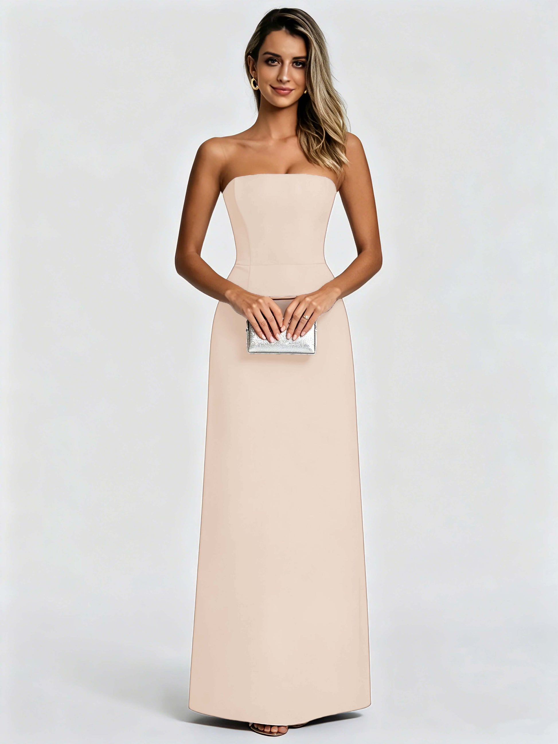 Satin Prom Dresses for Teens Strapless Formal Evening Gown