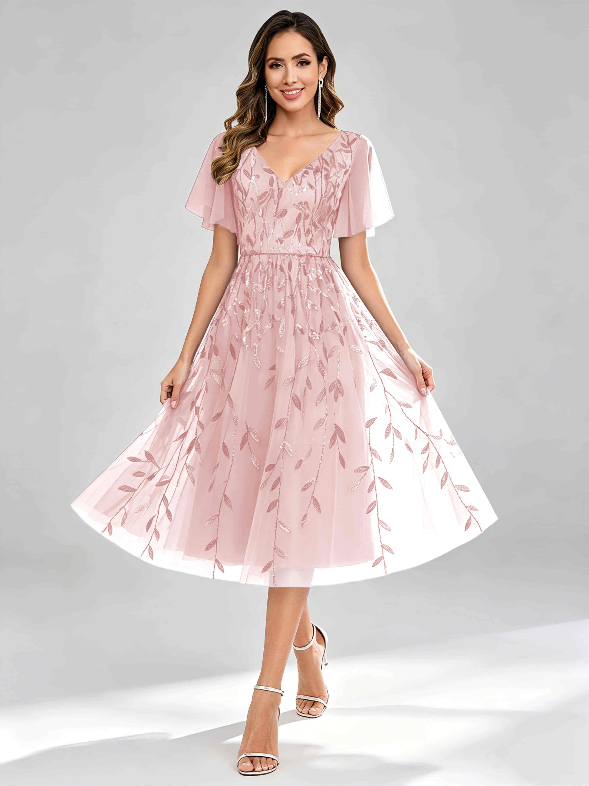Modern A-Line Leaf Sequins Mother of the Bride & Groom Dresses