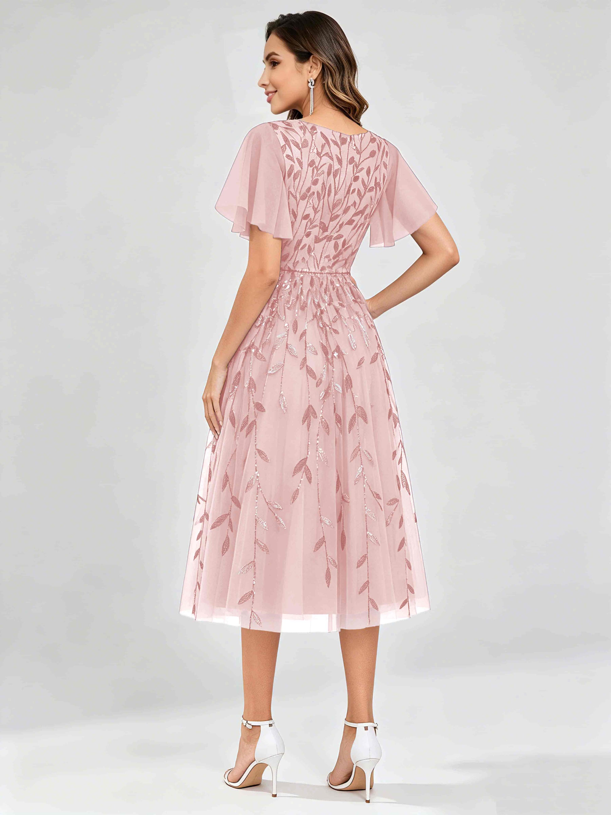 Modern A-Line Leaf Sequins Mother of the Bride & Groom Dresses