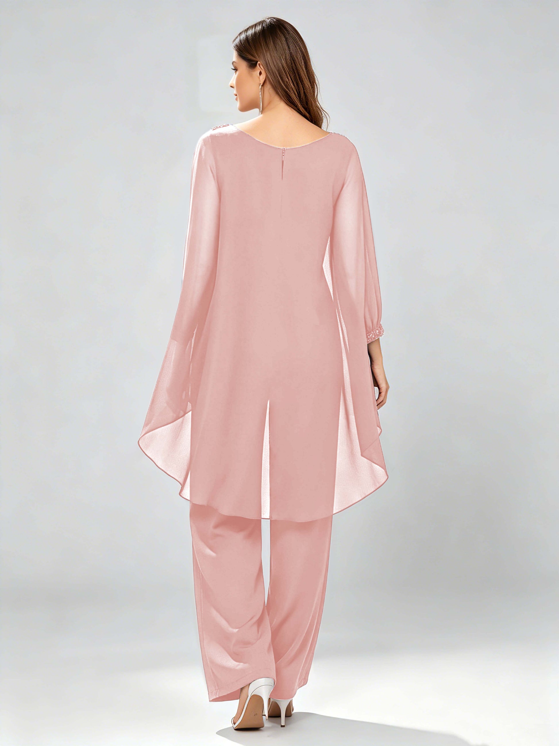 Asymmetric Chiffon 2 Pieces Mother of The Bride Pant Suits