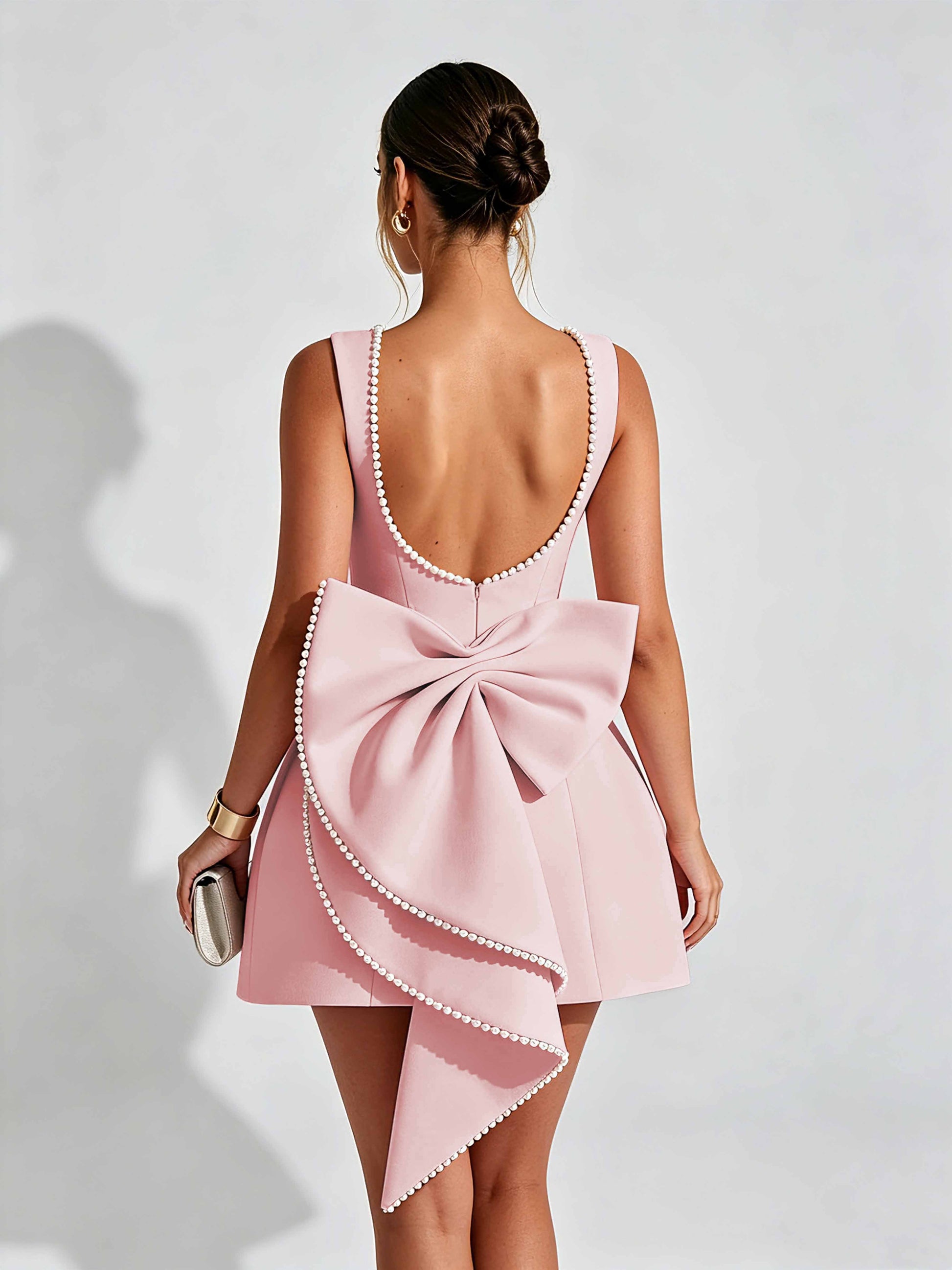 Satin Homecoming Dresses for Teens Short Prom Dress with Bow on Back