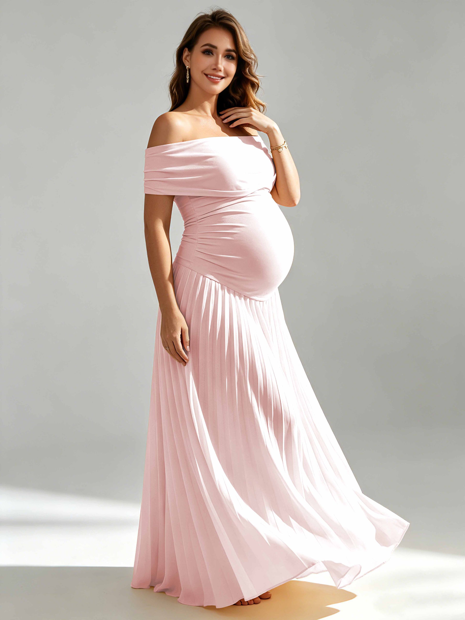 Off The Shoulder Spandex Maternity Dresses for Photoshoot