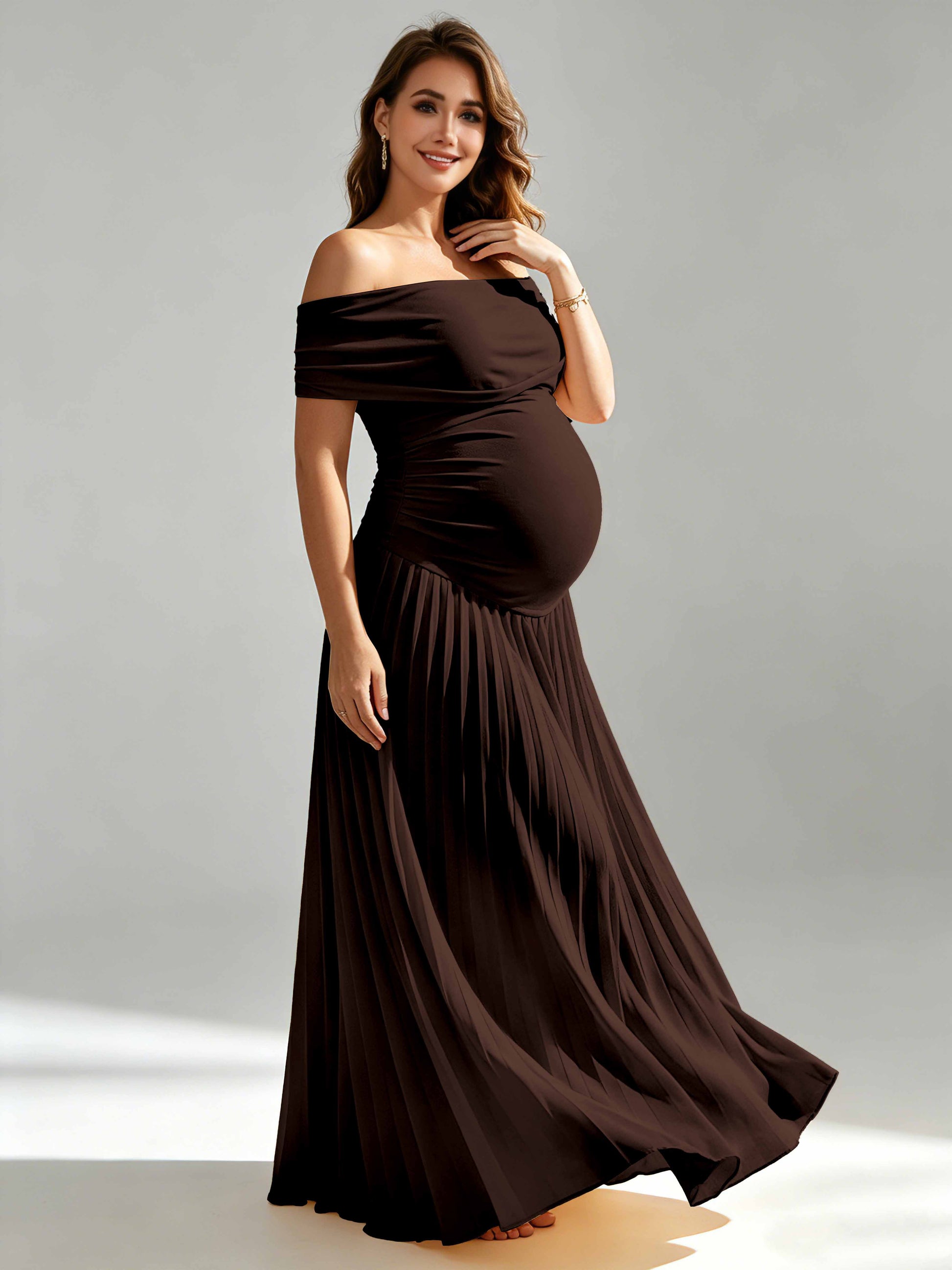 Off The Shoulder Spandex Maternity Dresses for Photoshoot