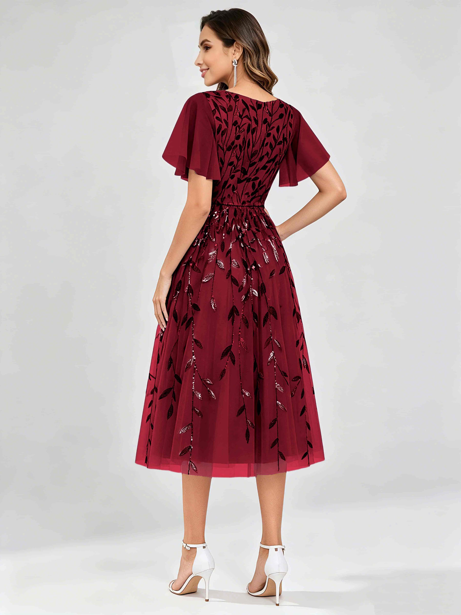 Modern A-Line Leaf Sequins Mother of the Bride & Groom Dresses