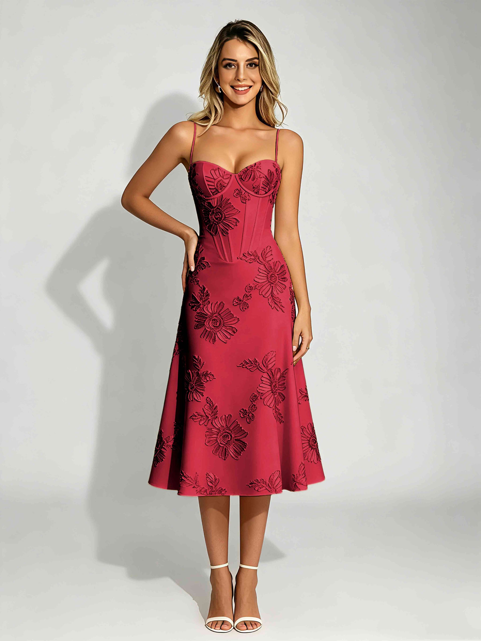 Embroidery Prom Dresses for Women Spaghetti Straps Formal Dress