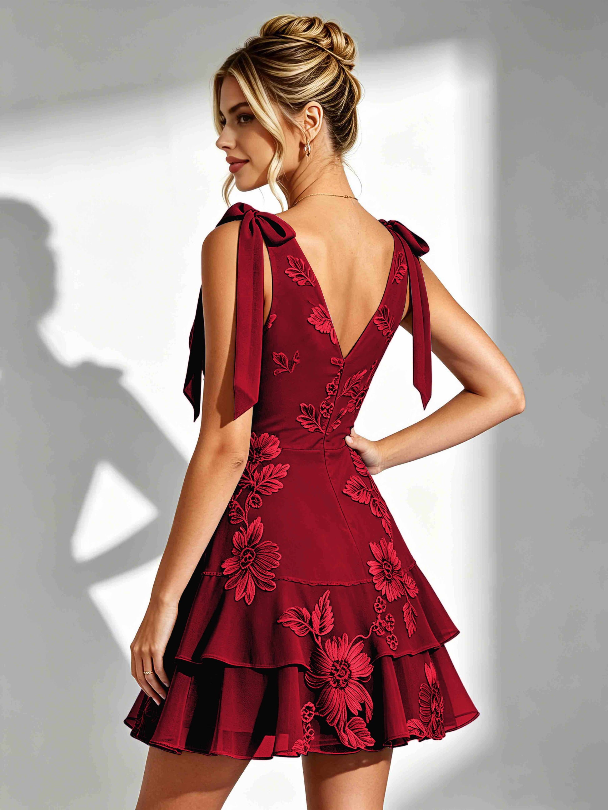 Embroidery Mesh Homecoming Dresses for Teen Formal Party Gown