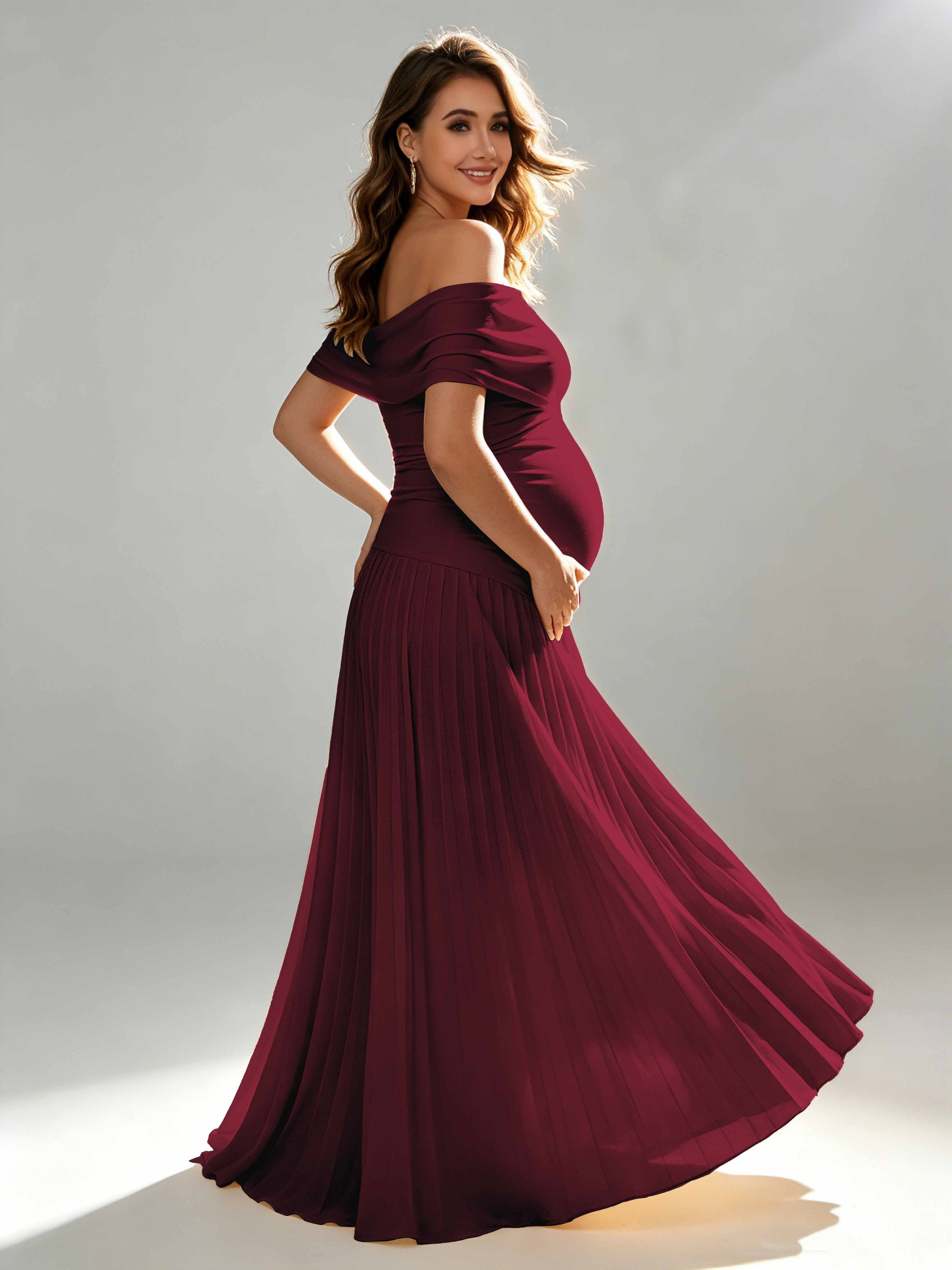 Off The Shoulder Spandex Maternity Dresses for Photoshoot