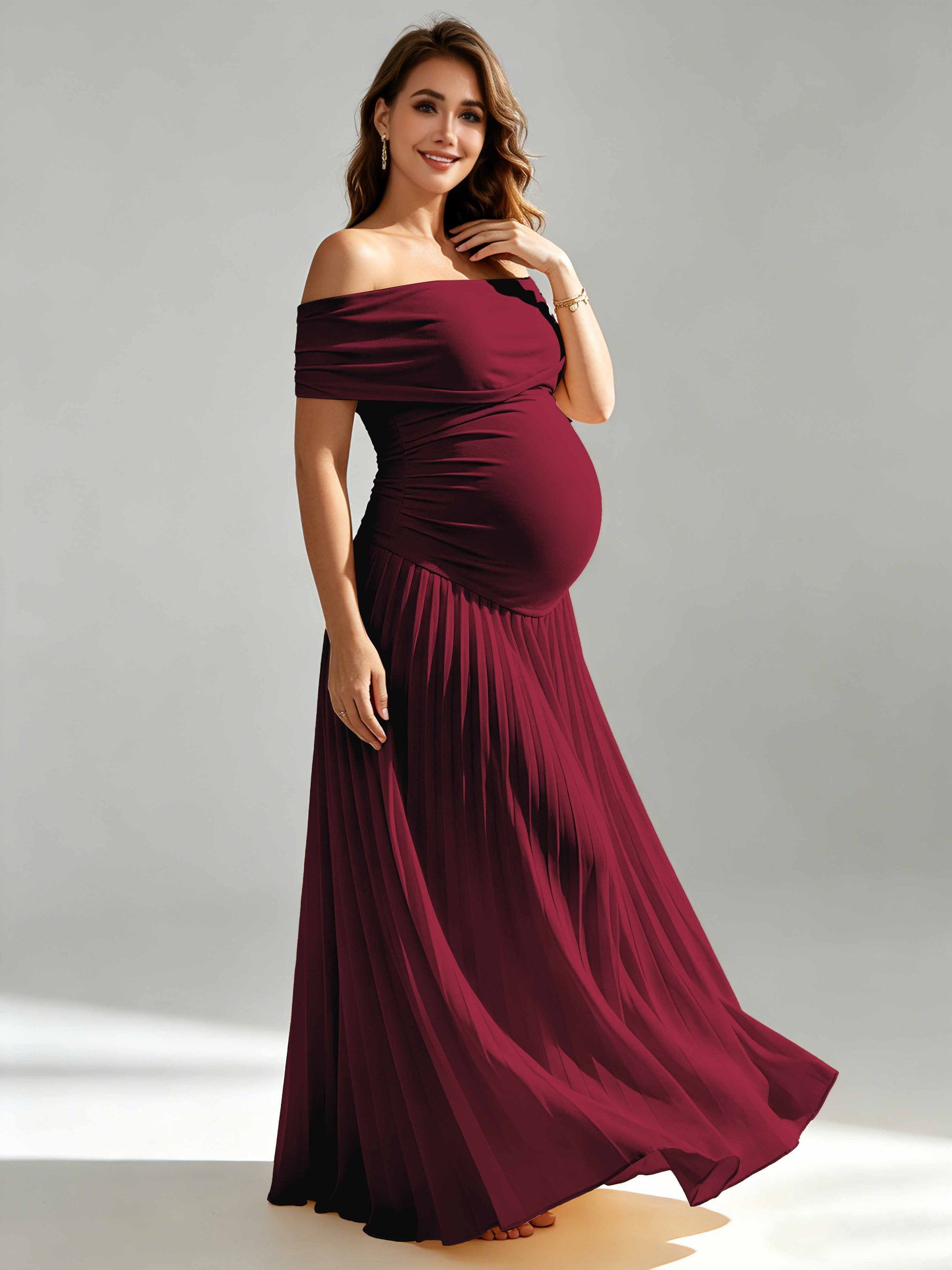 Off The Shoulder Spandex Maternity Dresses for Photoshoot