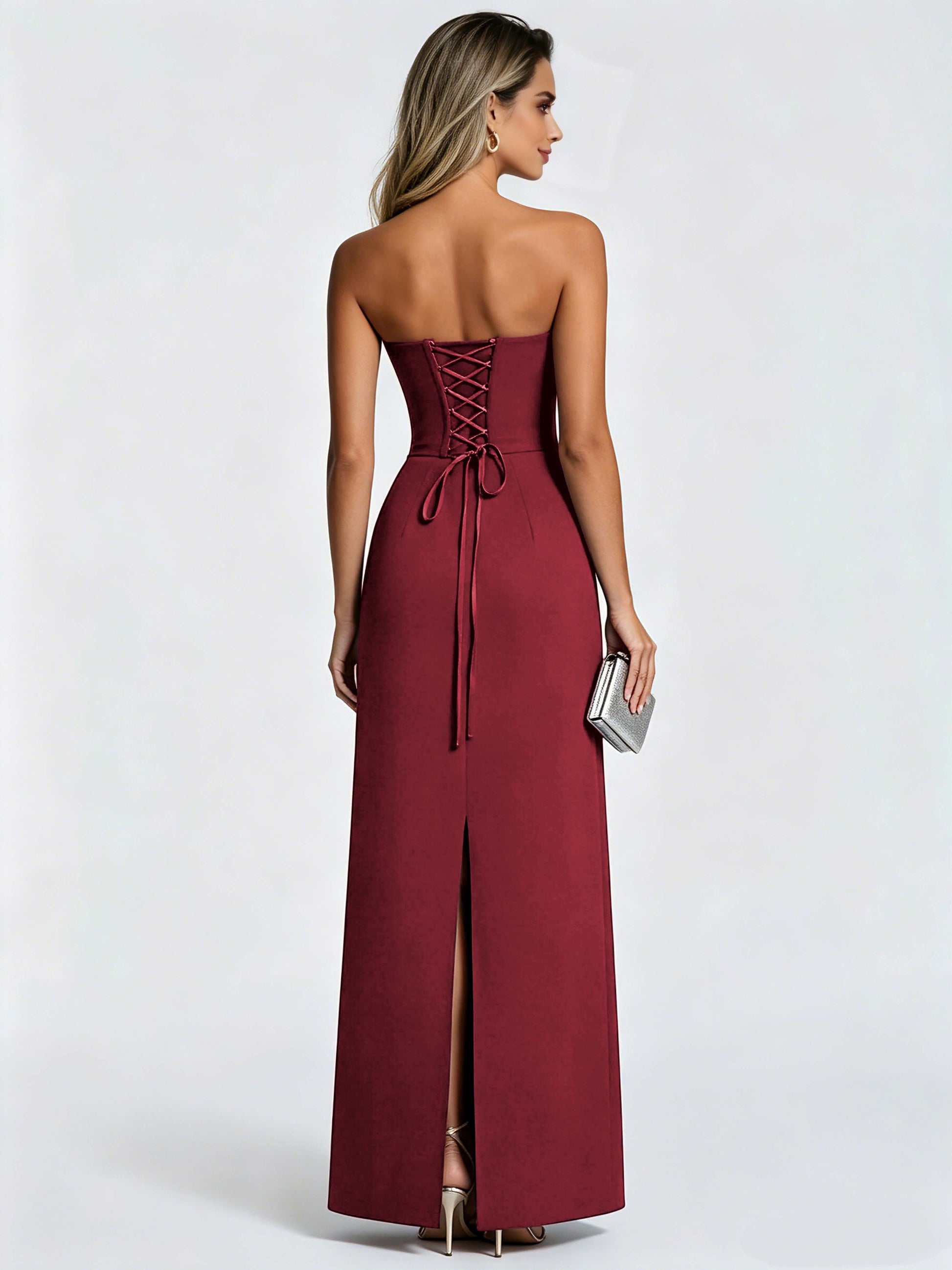 Satin Prom Dresses for Teens Strapless Formal Evening Gown