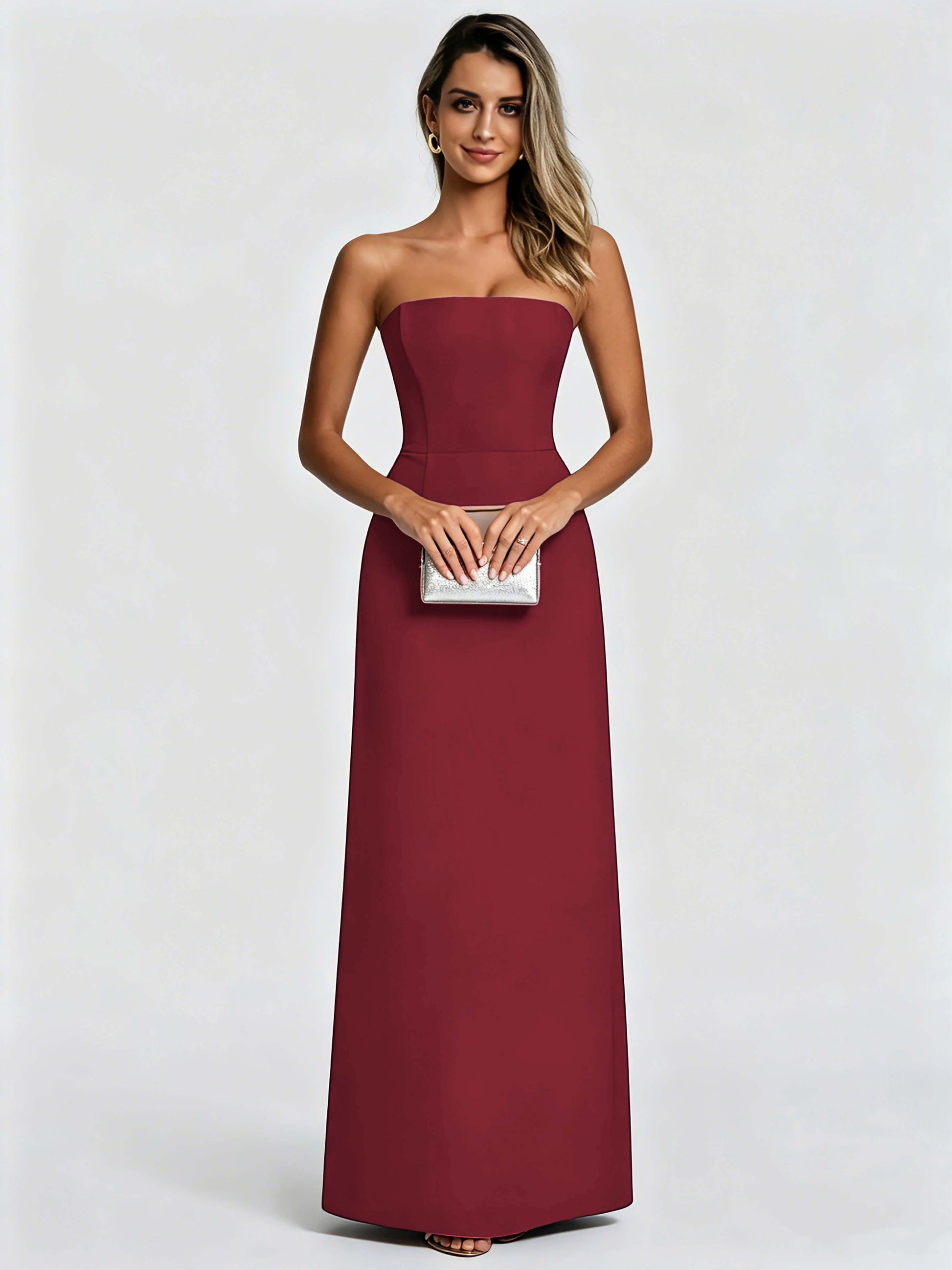 Satin Prom Dresses for Teens Strapless Formal Evening Gown