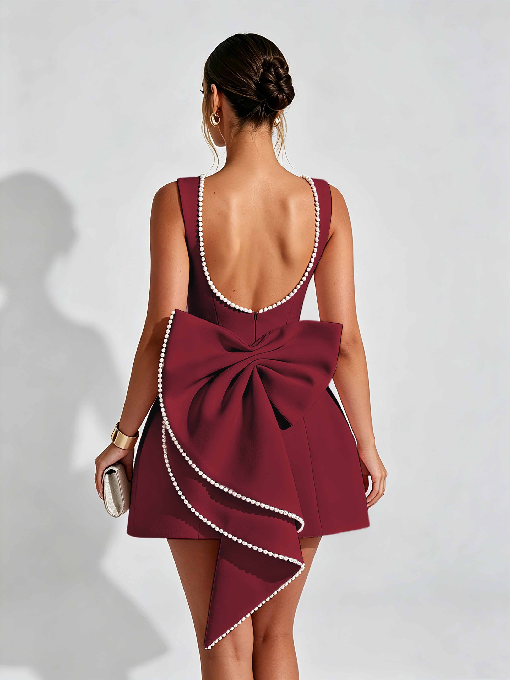 Satin Homecoming Dresses for Teens Short Prom Dress with Bow on Back