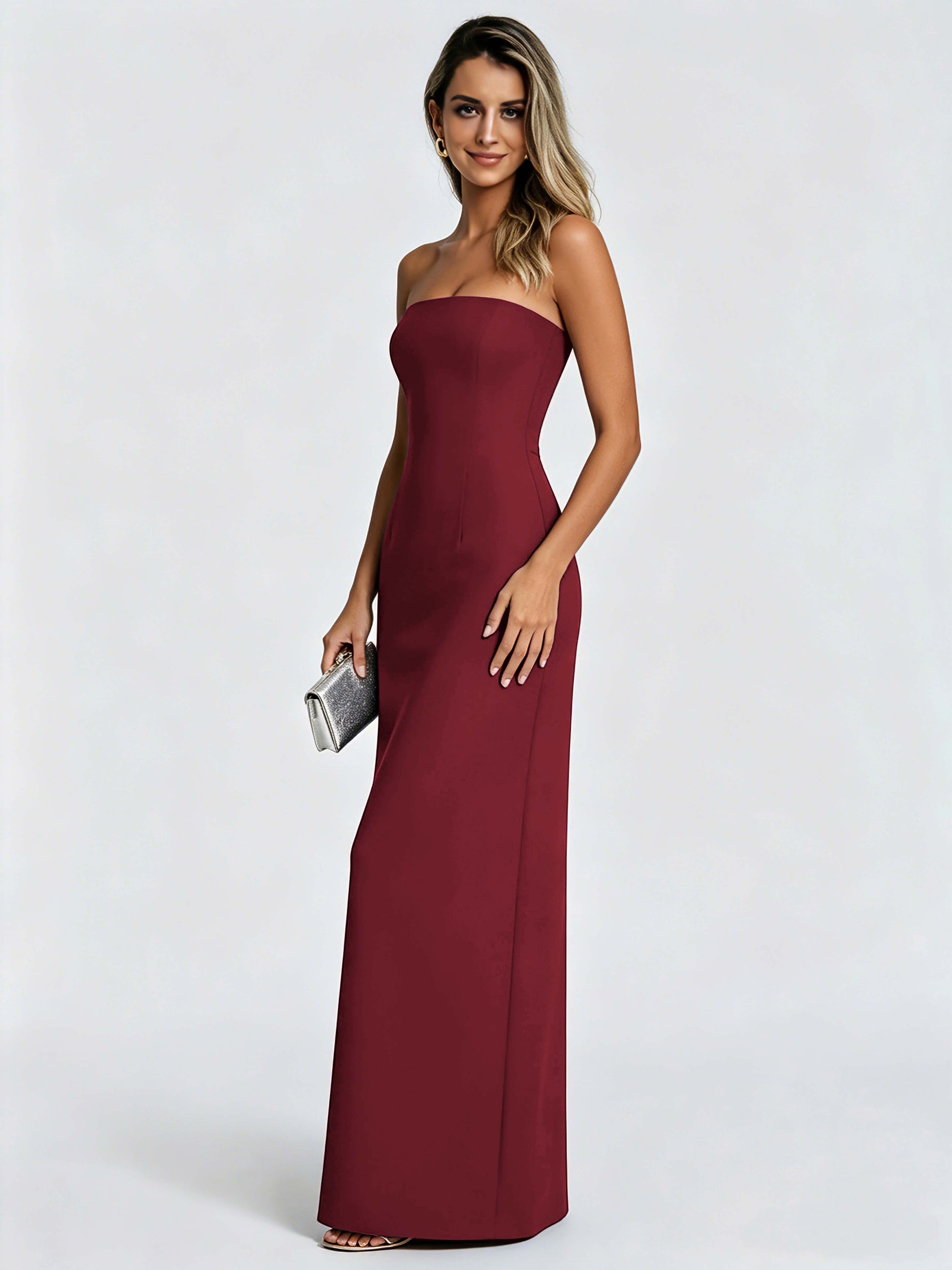 Satin Prom Dresses for Teens Strapless Formal Evening Gown