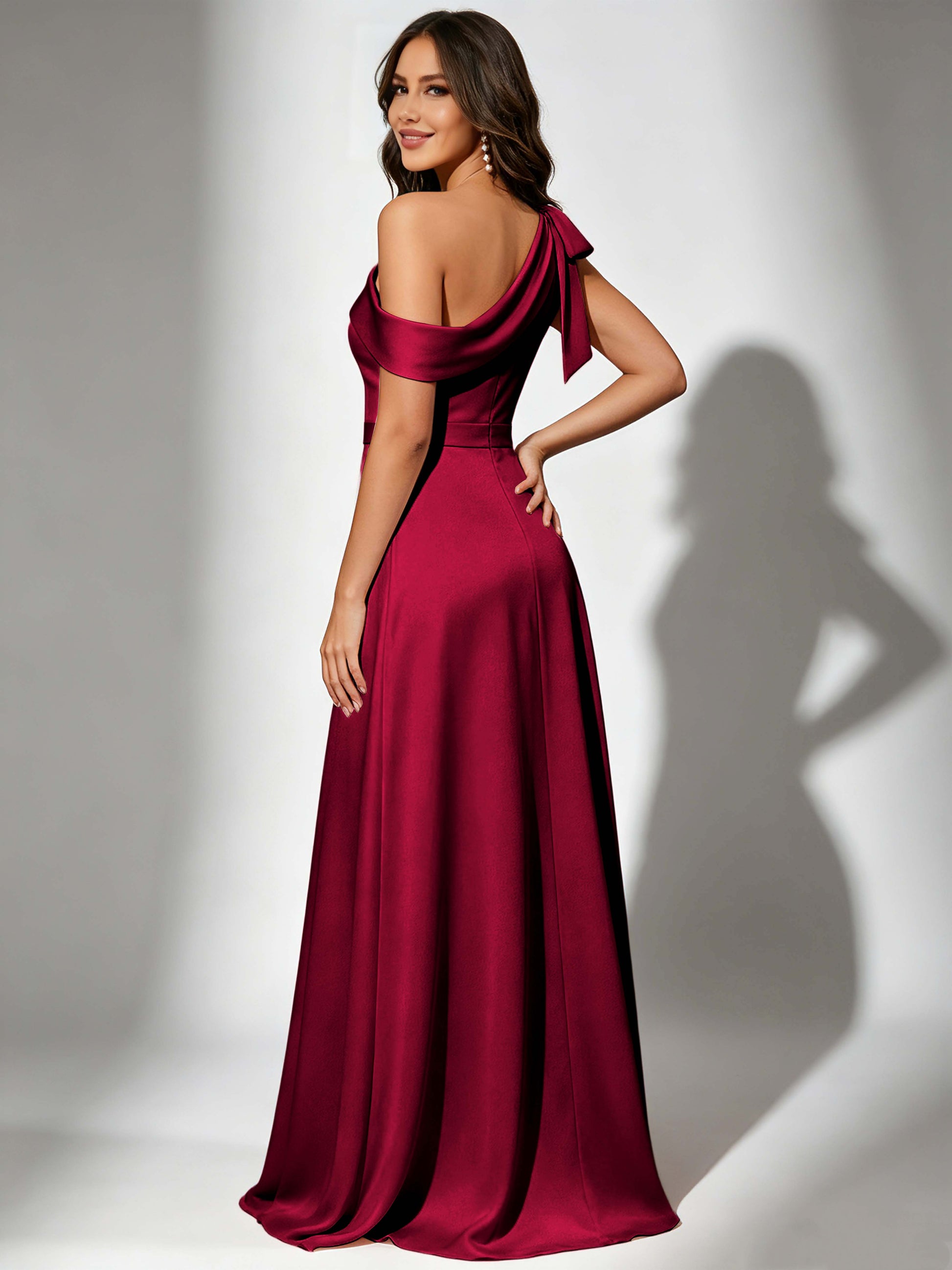 Satin One Shoulder Floor Length Bridesmaid Dresses