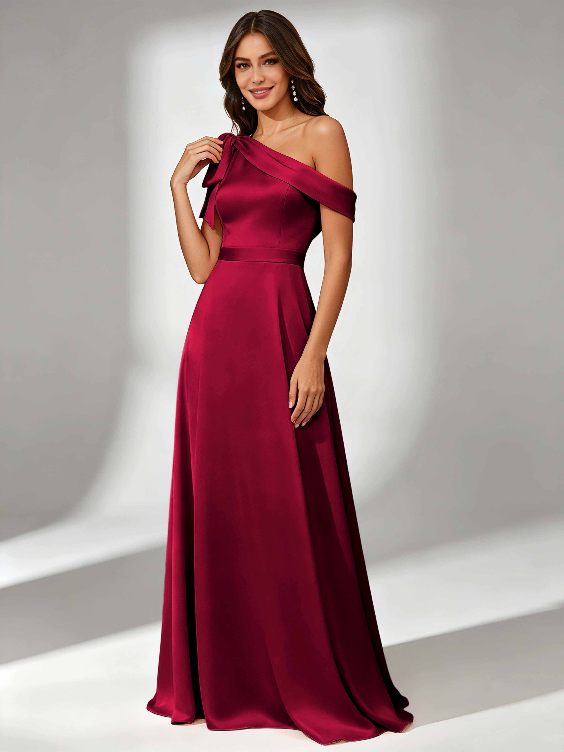 Satin One Shoulder Floor Length Bridesmaid Dresses