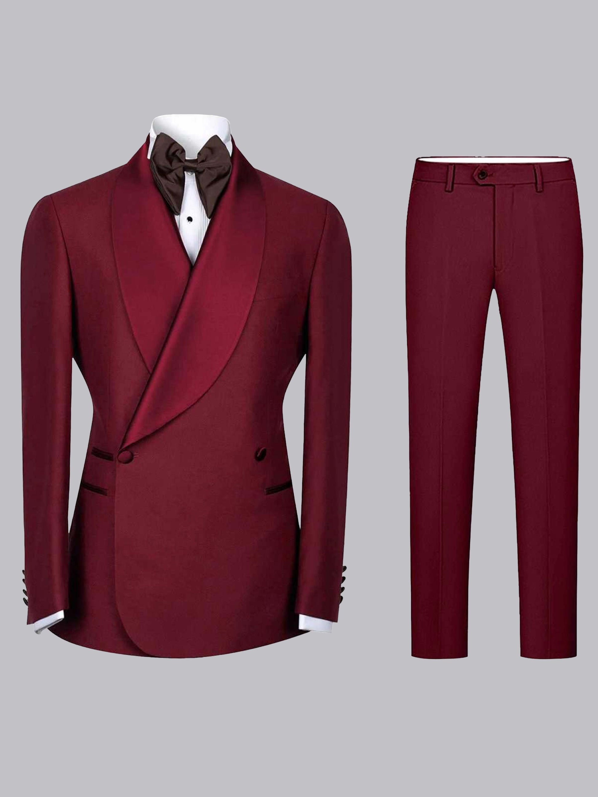 Men's Shawl Lapel 2 Pieces Wrap Slim Fit Suit for Wedding