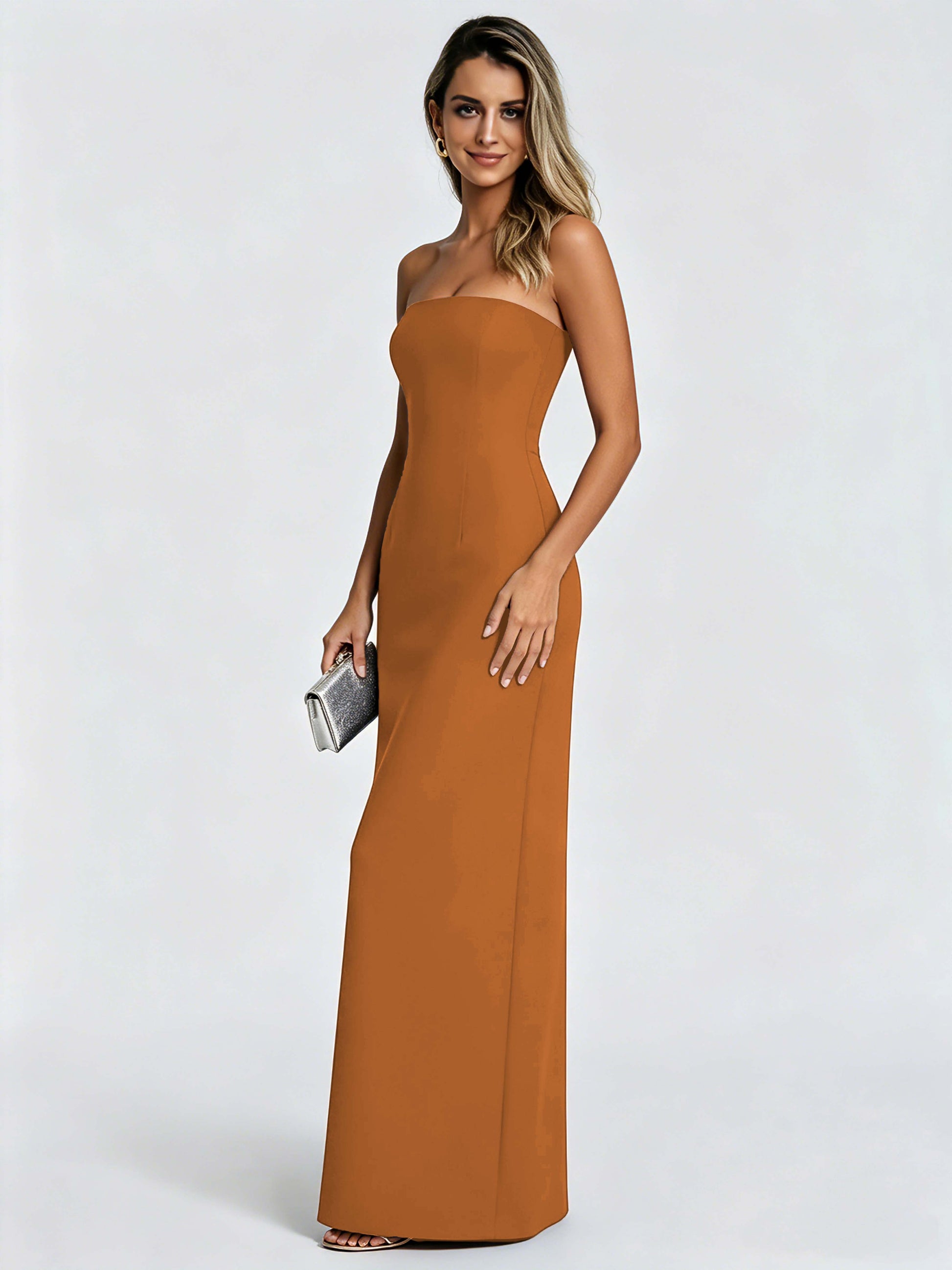 Satin Prom Dresses for Teens Strapless Formal Evening Gown