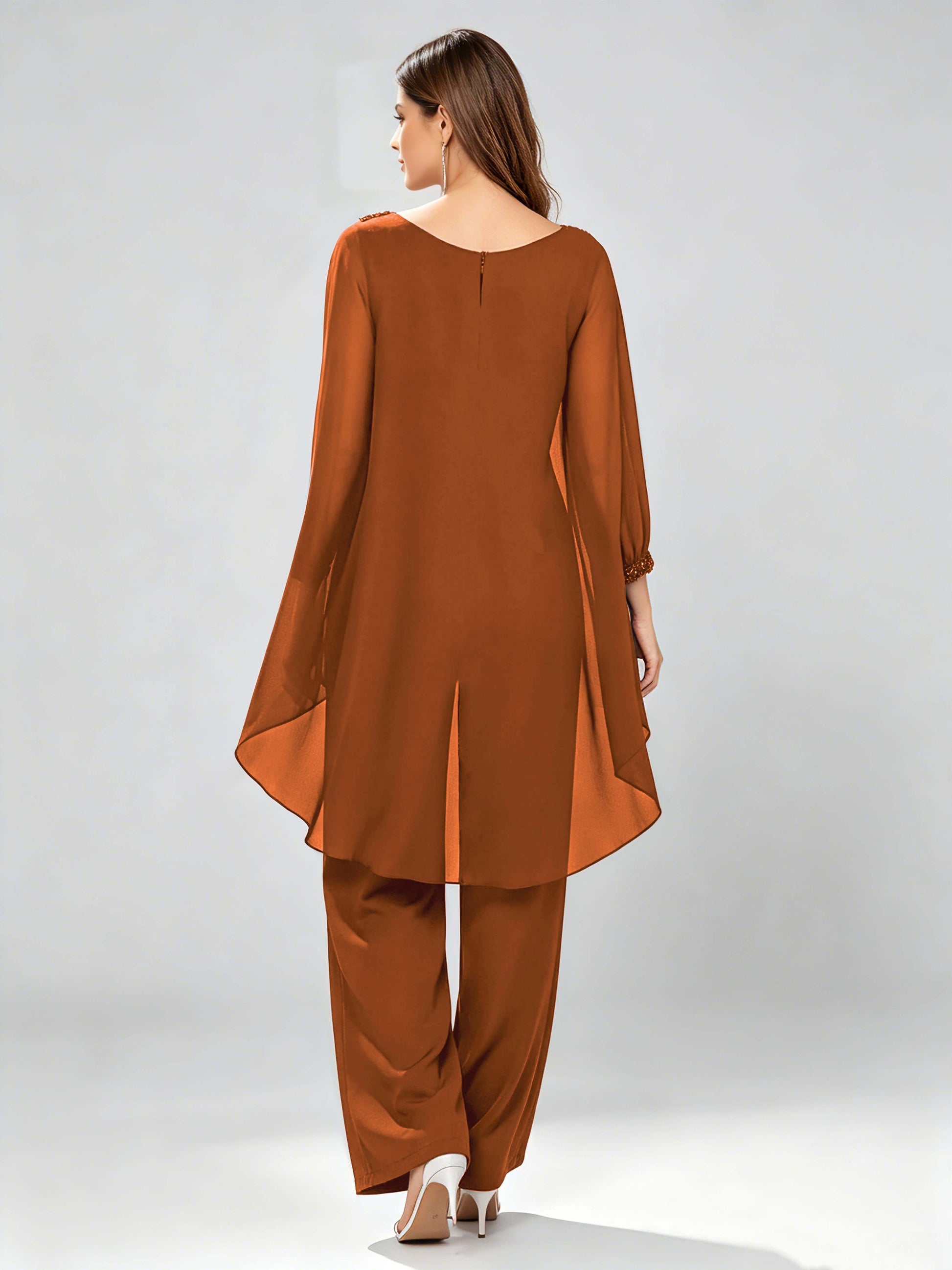 Asymmetric Chiffon 2 Pieces Mother of The Bride Pant Suits