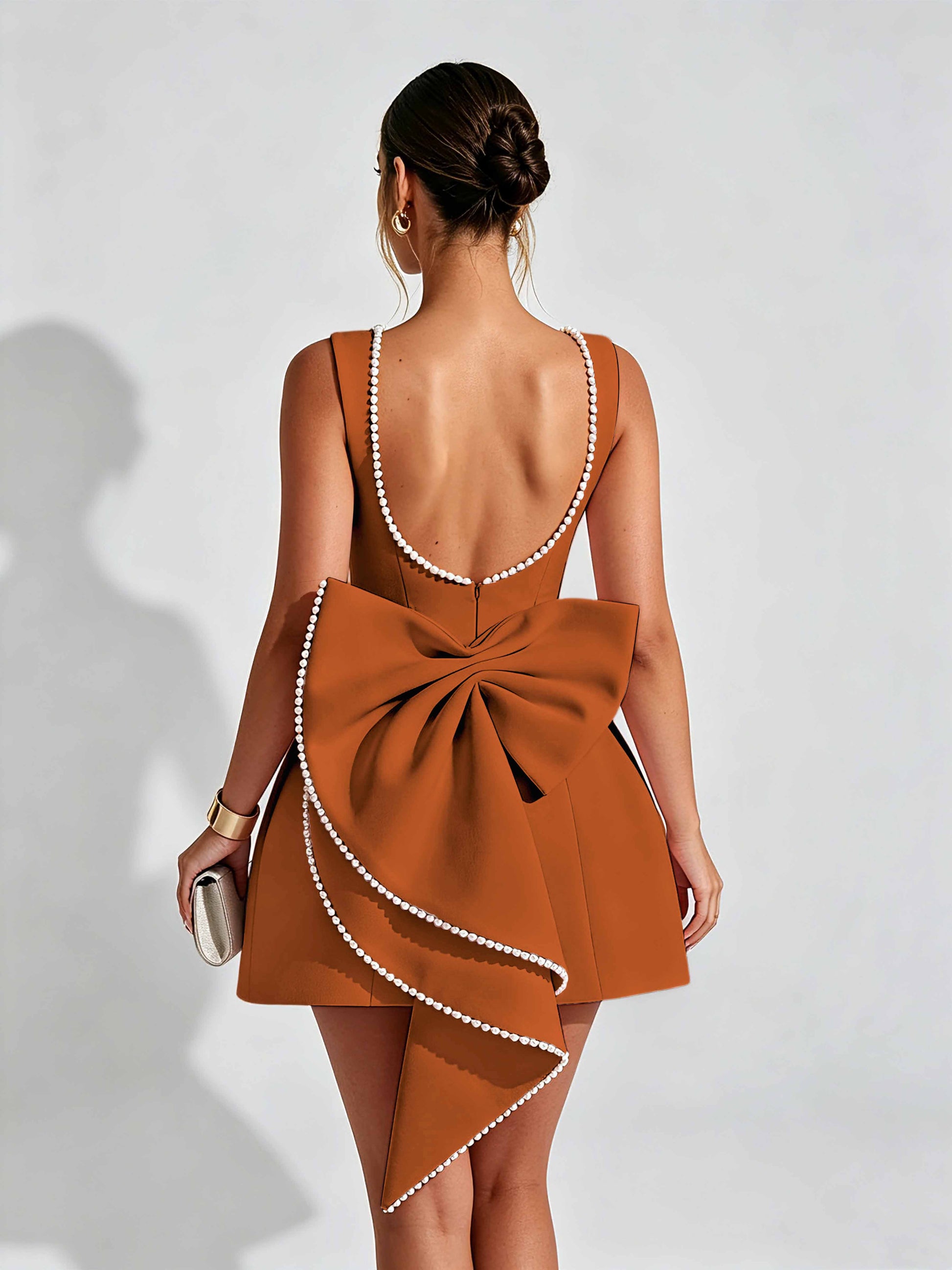 Satin Homecoming Dresses for Teens Short Prom Dress with Bow on Back