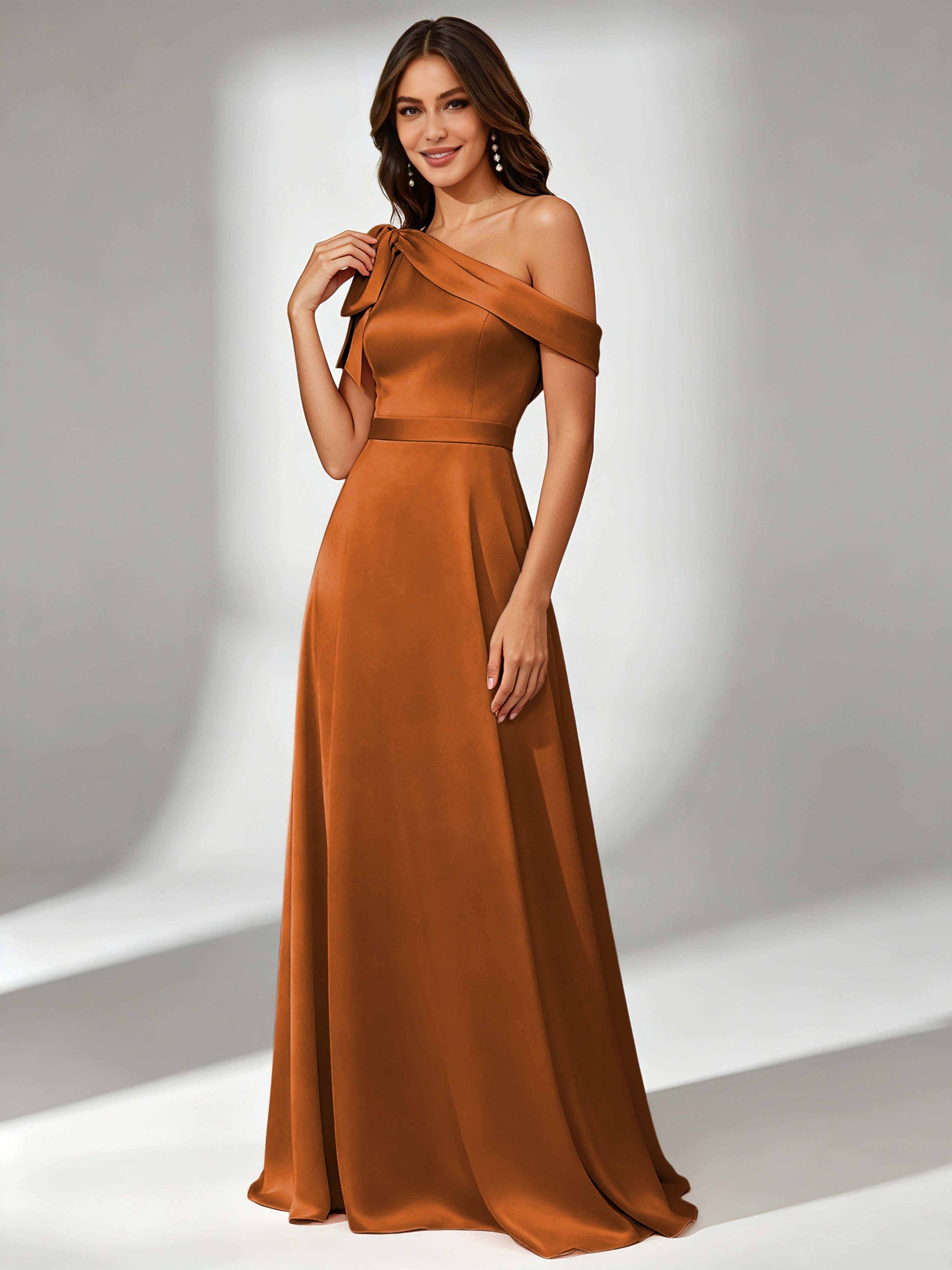 Satin One Shoulder Floor Length Bridesmaid Dresses