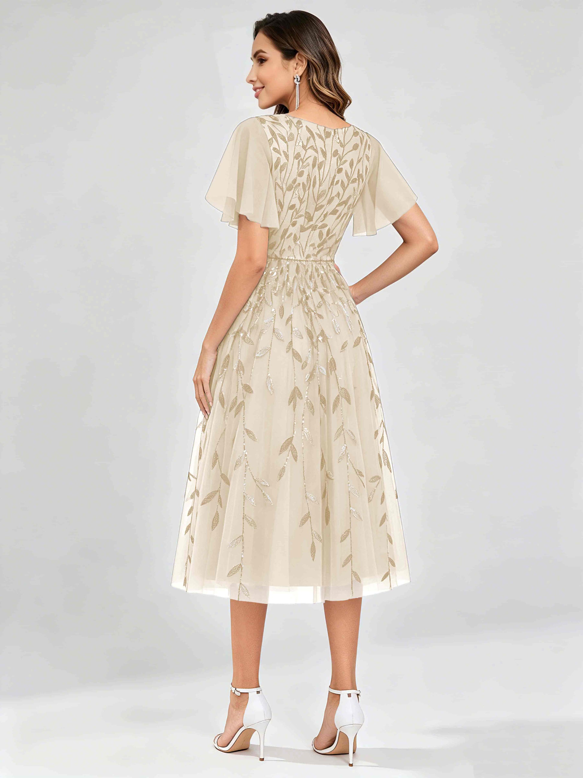 Modern A-Line Leaf Sequins Mother of the Bride & Groom Dresses