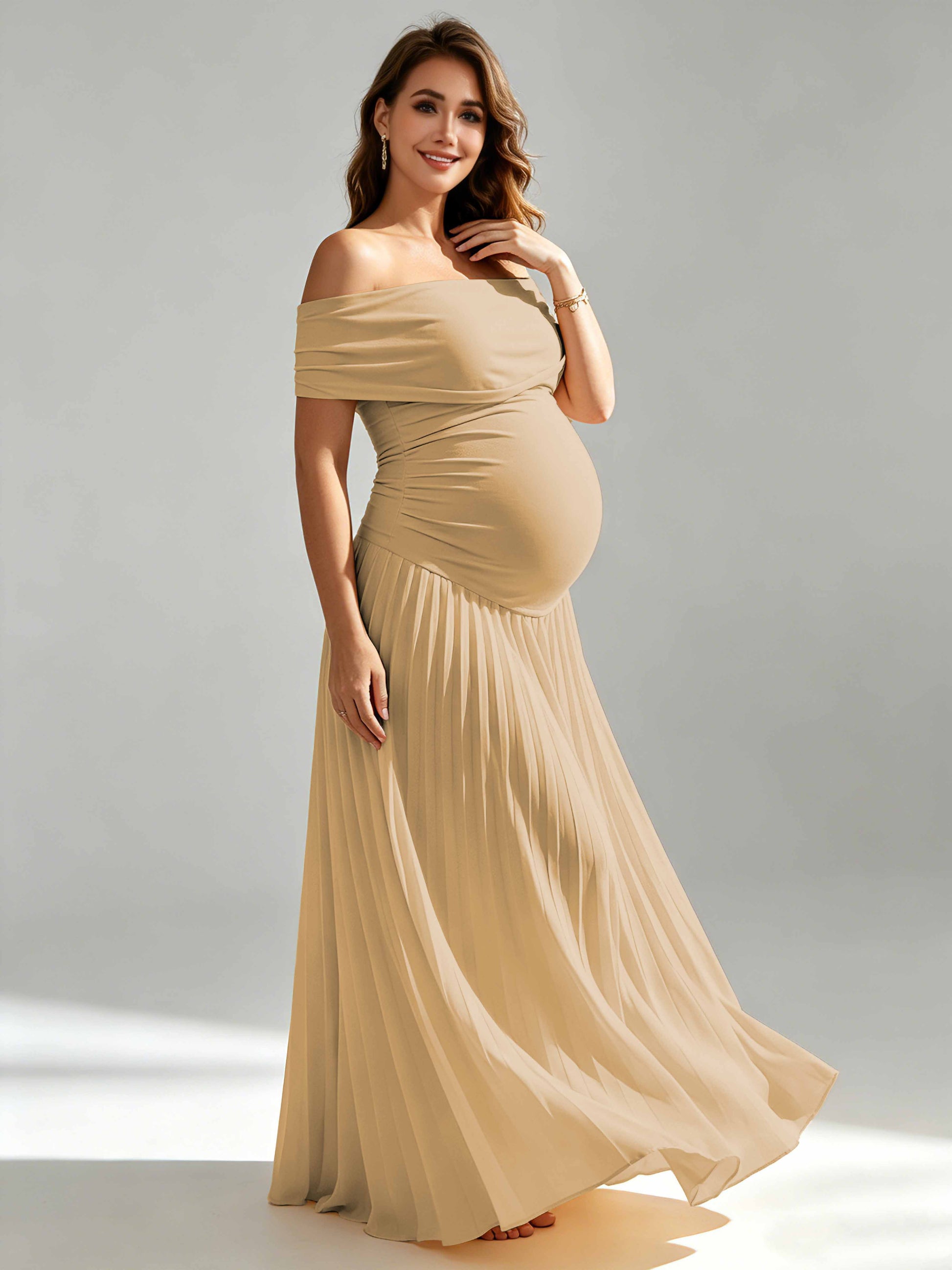 Off The Shoulder Spandex Maternity Dresses for Photoshoot