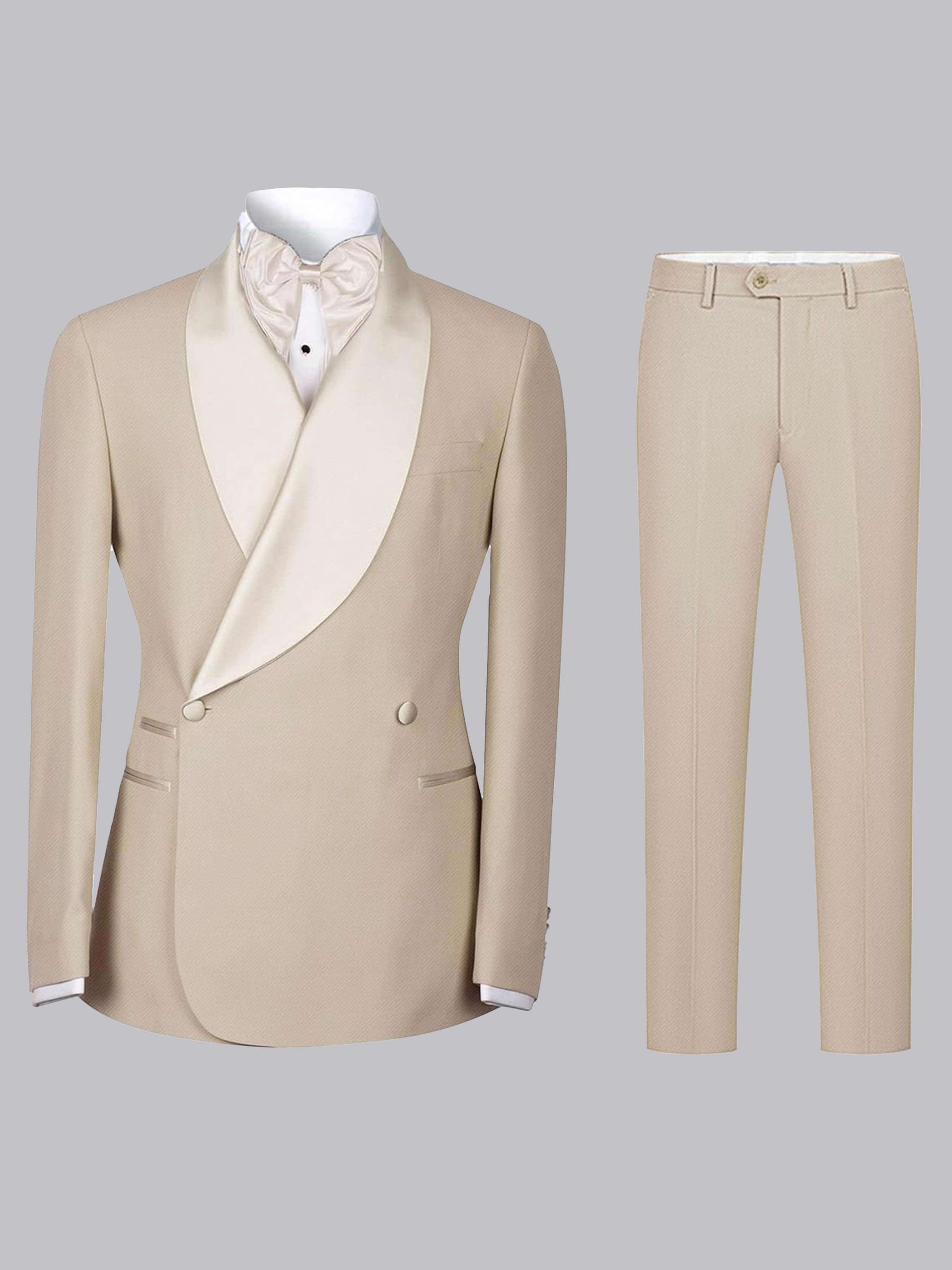 Men's Shawl Lapel 2 Pieces Wrap Slim Fit Suit for Wedding